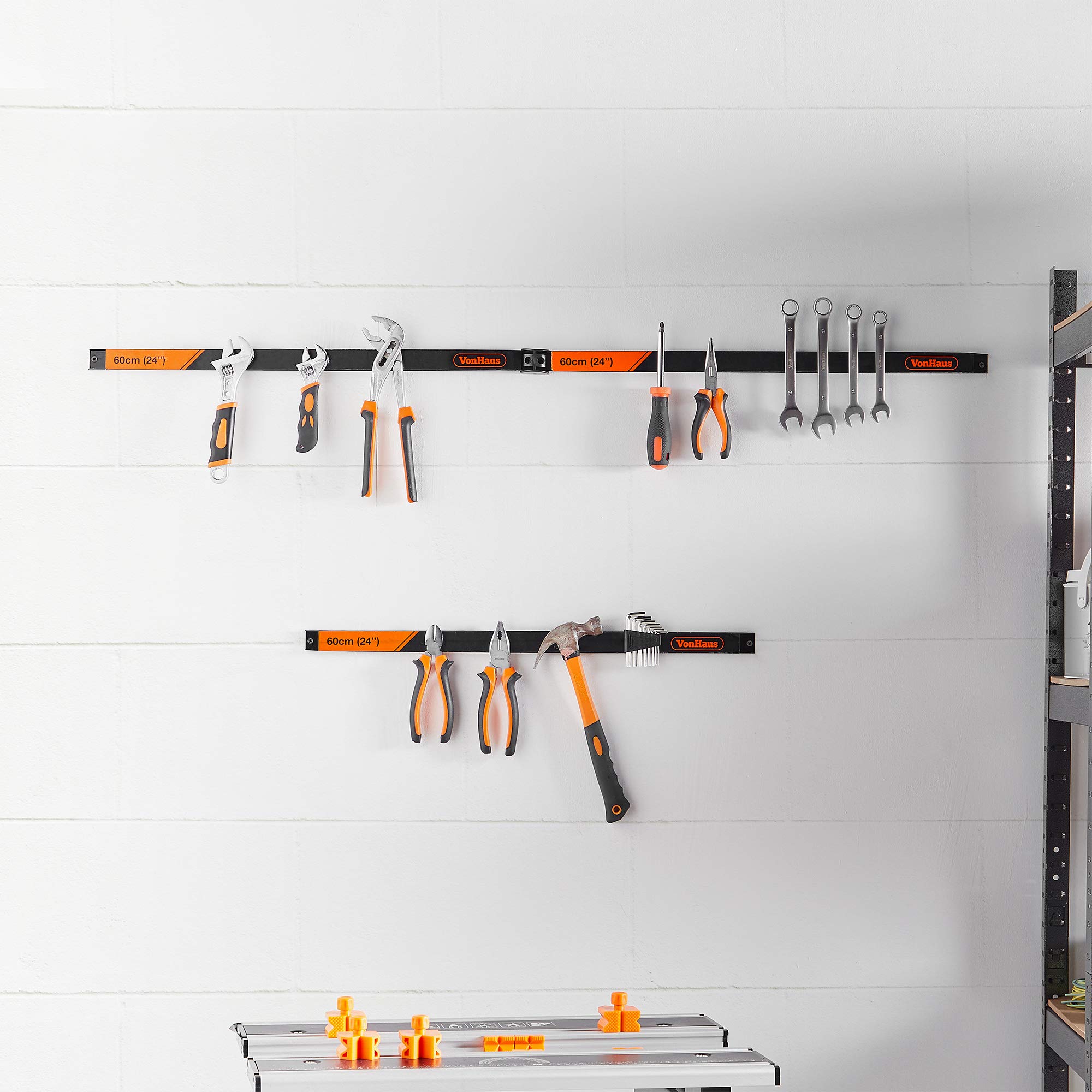 VonHaus Portautensili Magnetici 3x60 cm Set 3 Barre da Muro