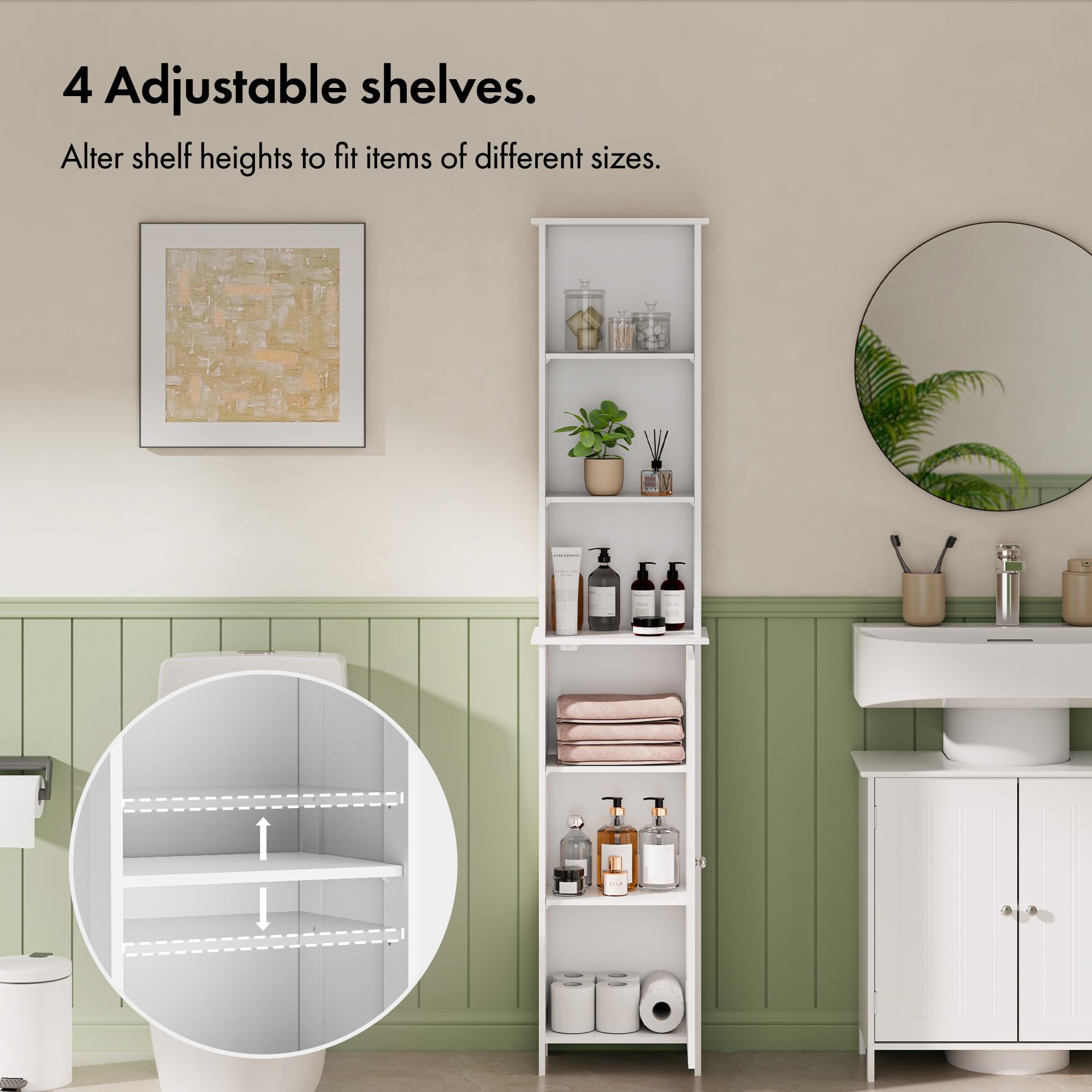 VonHaus Armadietto Colonna Bagno Bianco 165 cm