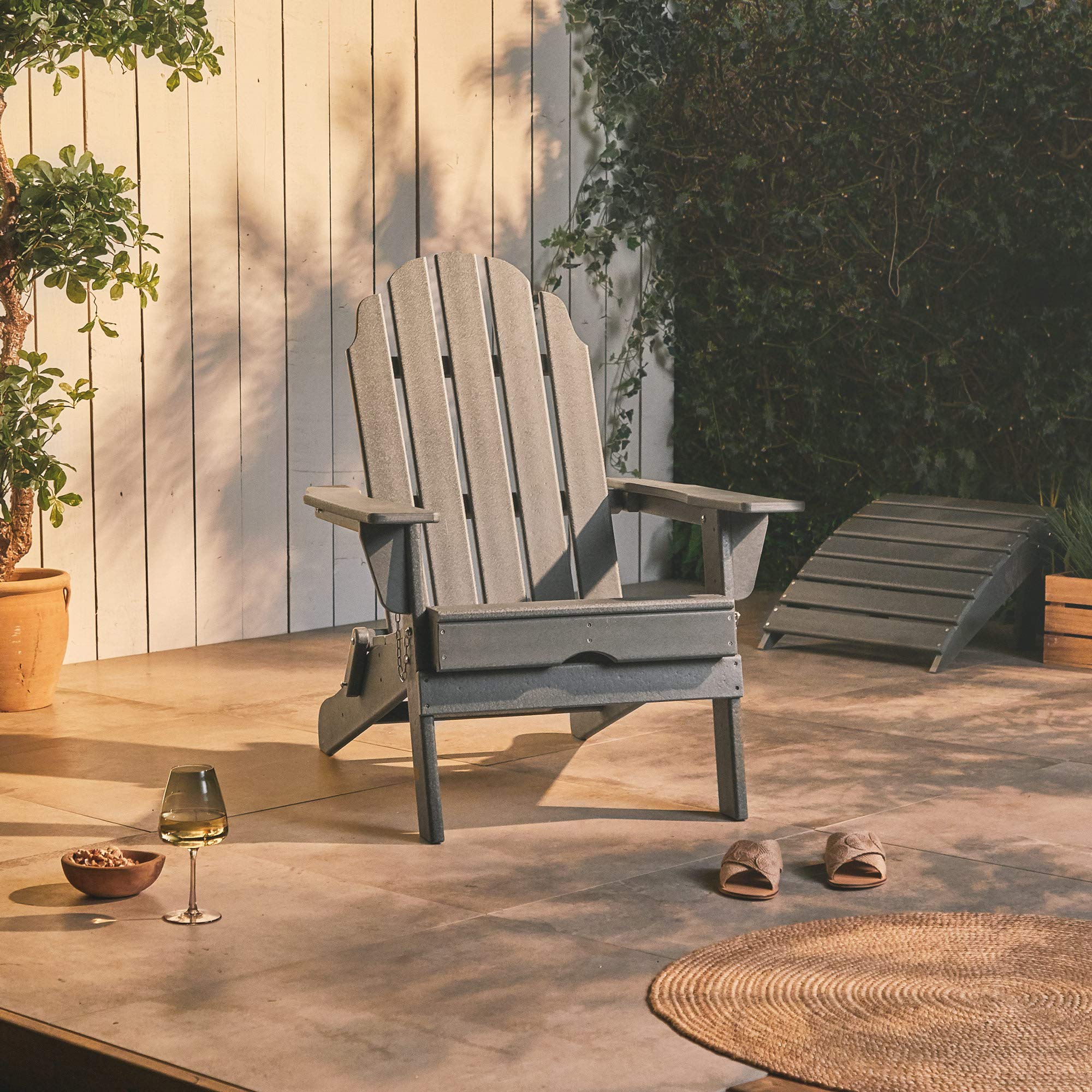 VonHaus Adirondack Set 2 Sedie Pieghevoli Grigio Plastica Riciclata