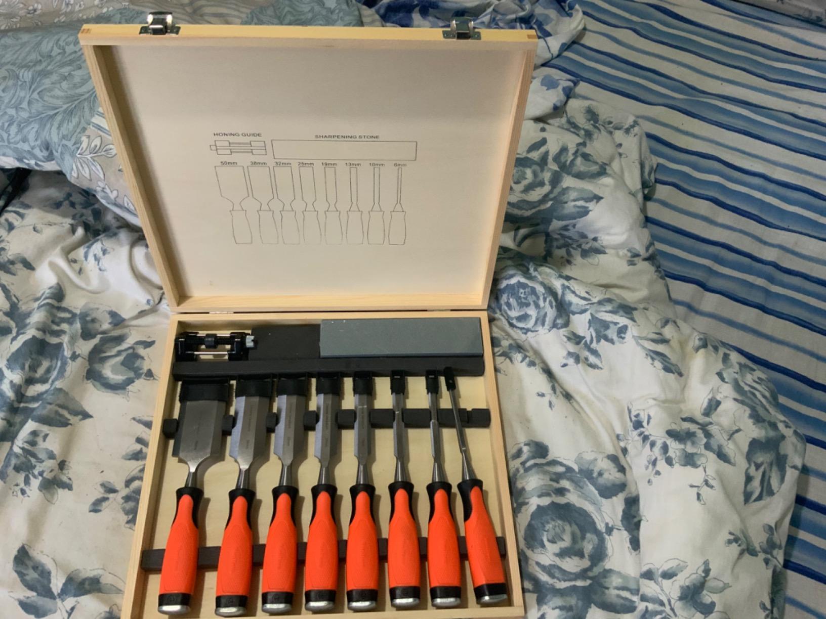 VonHaus Set Scalpelli Legno 10 Pezzi con Pietra Acciaio Cv