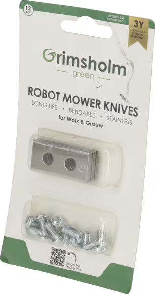 Grimsholm Worx WA0176 Lame Robot Rasaerba 12 Pezzi Inox