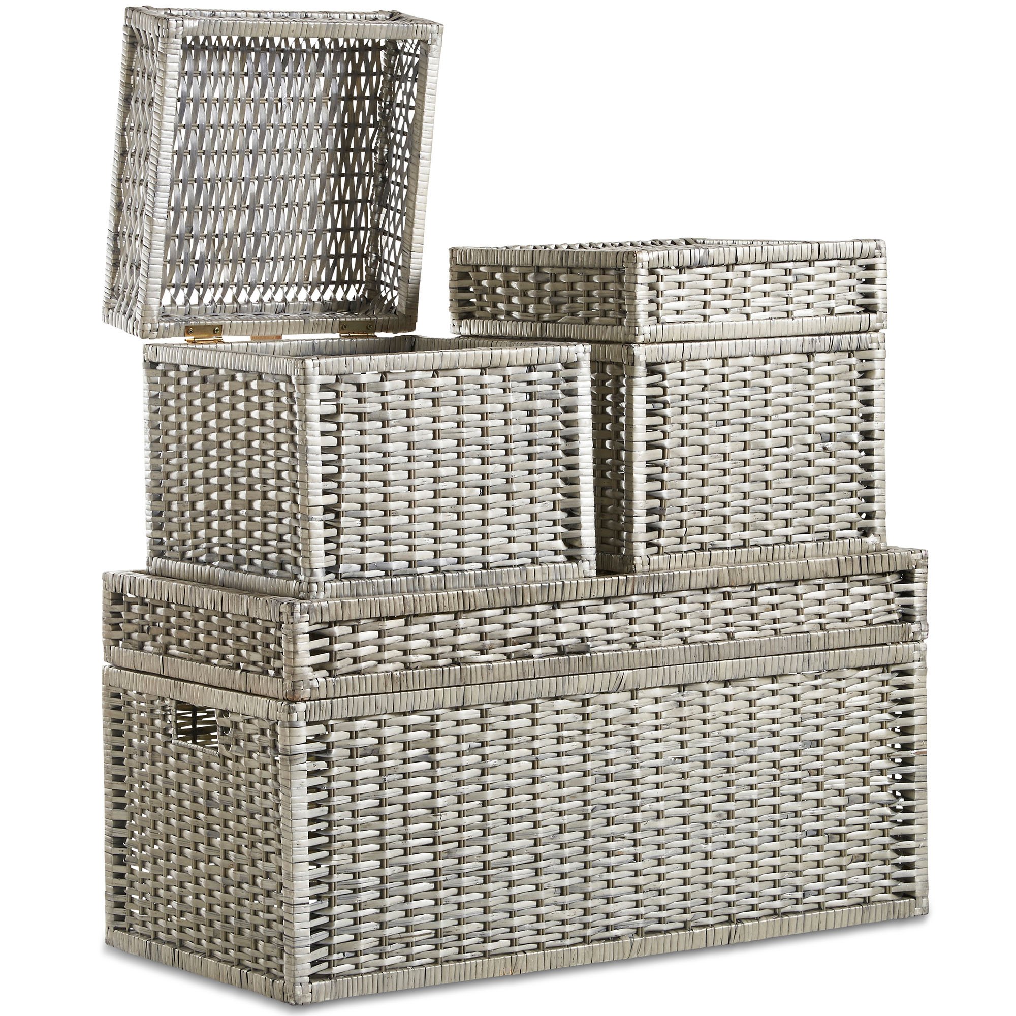 VonHaus Set 3 Bauli Vimini Grigio Pieghevole 84 cm