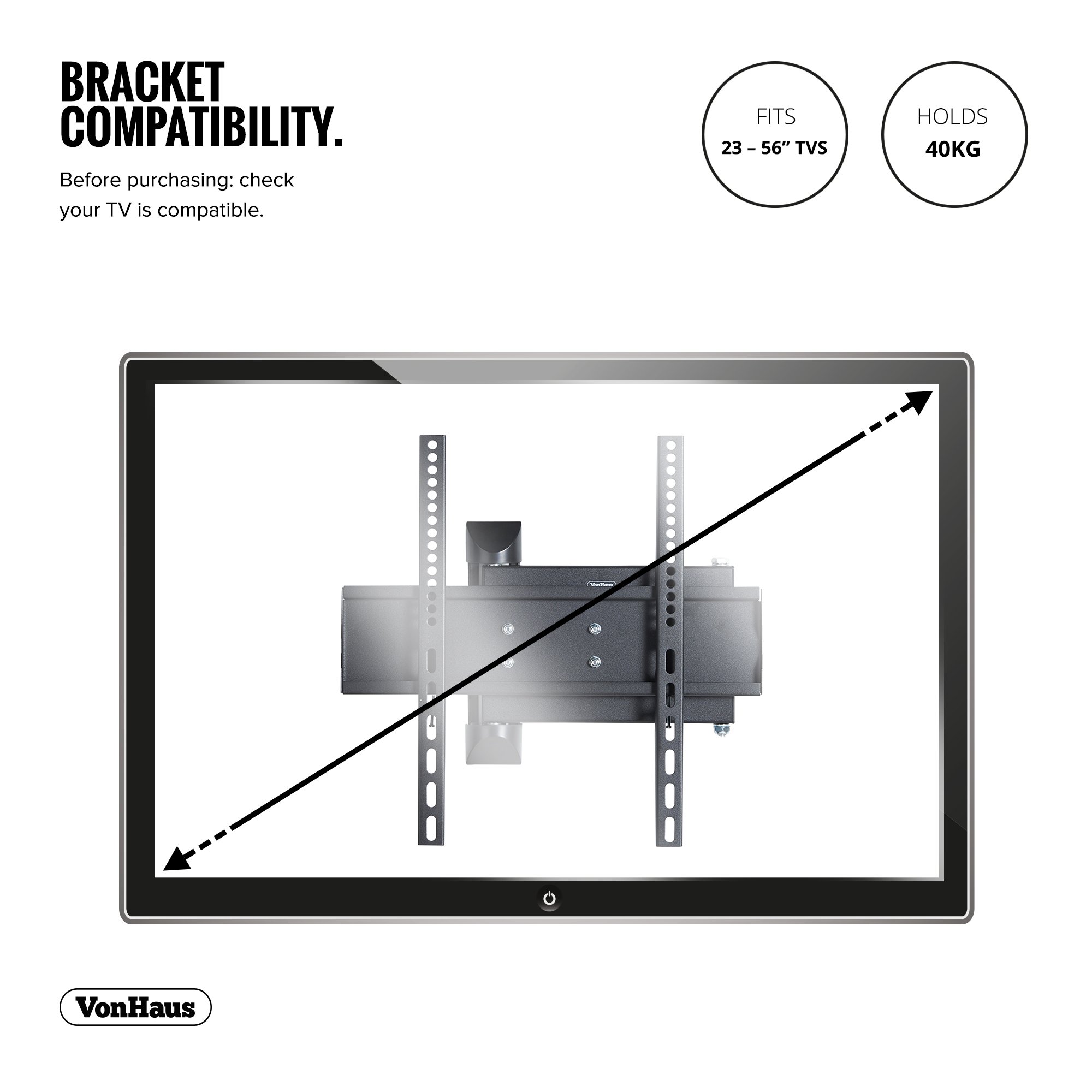 VonHaus Supporto TV Parete 23-56" VESA 400x400 Braccio 48 cm