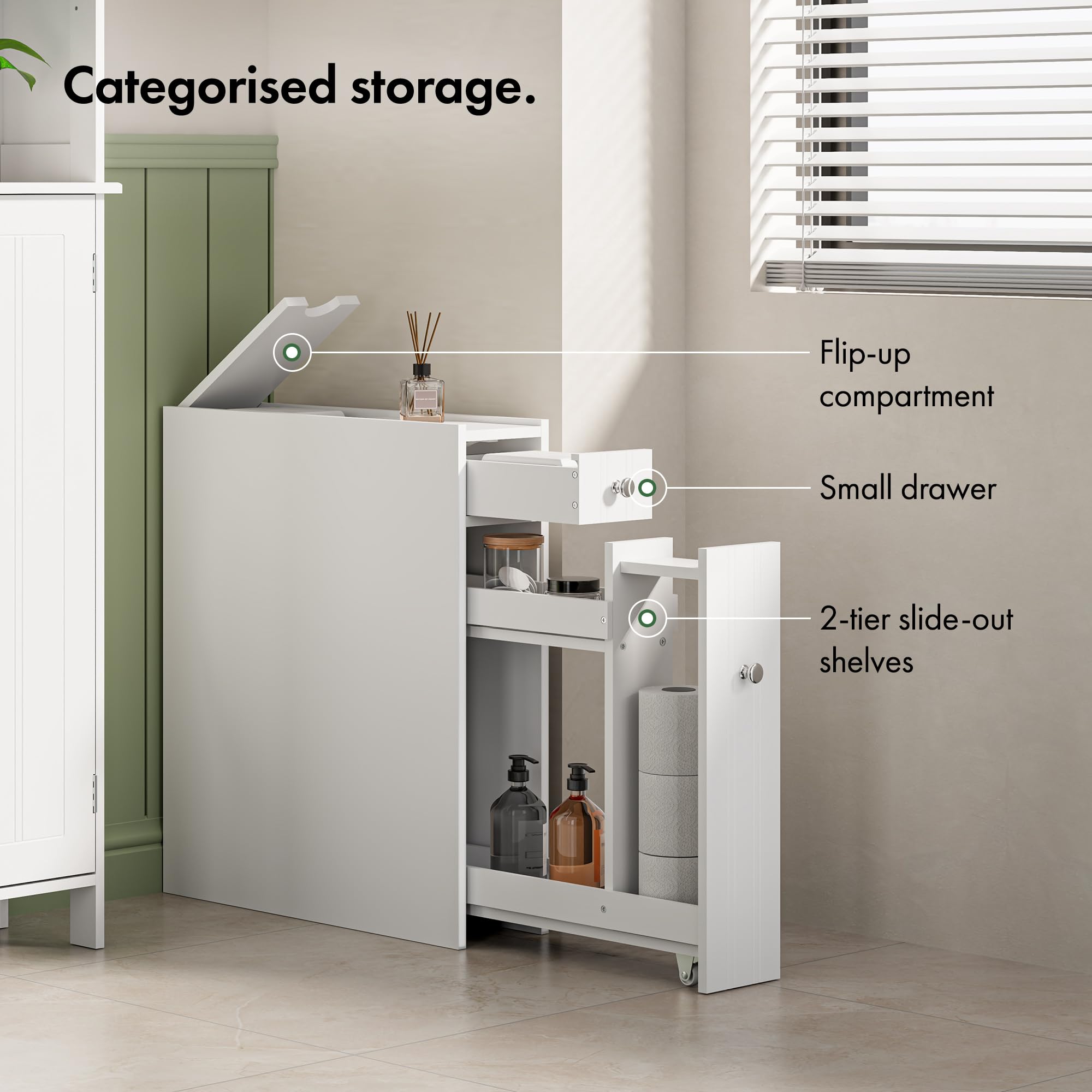 VonHaus Armadietto Bagno Slim Bianco 50x14,2x58 cm
