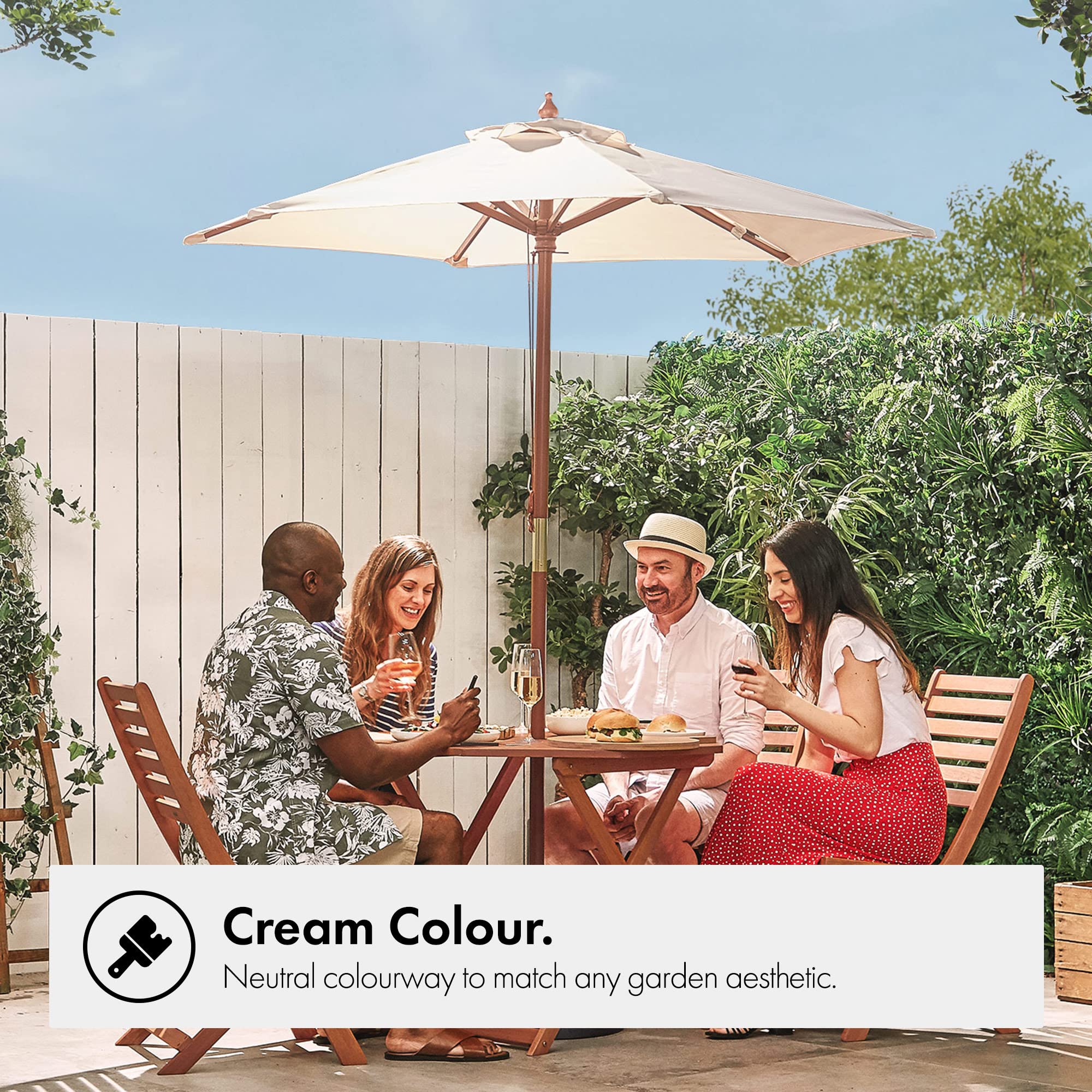 VonHaus ombrellone legno esterno 2 m da giardino