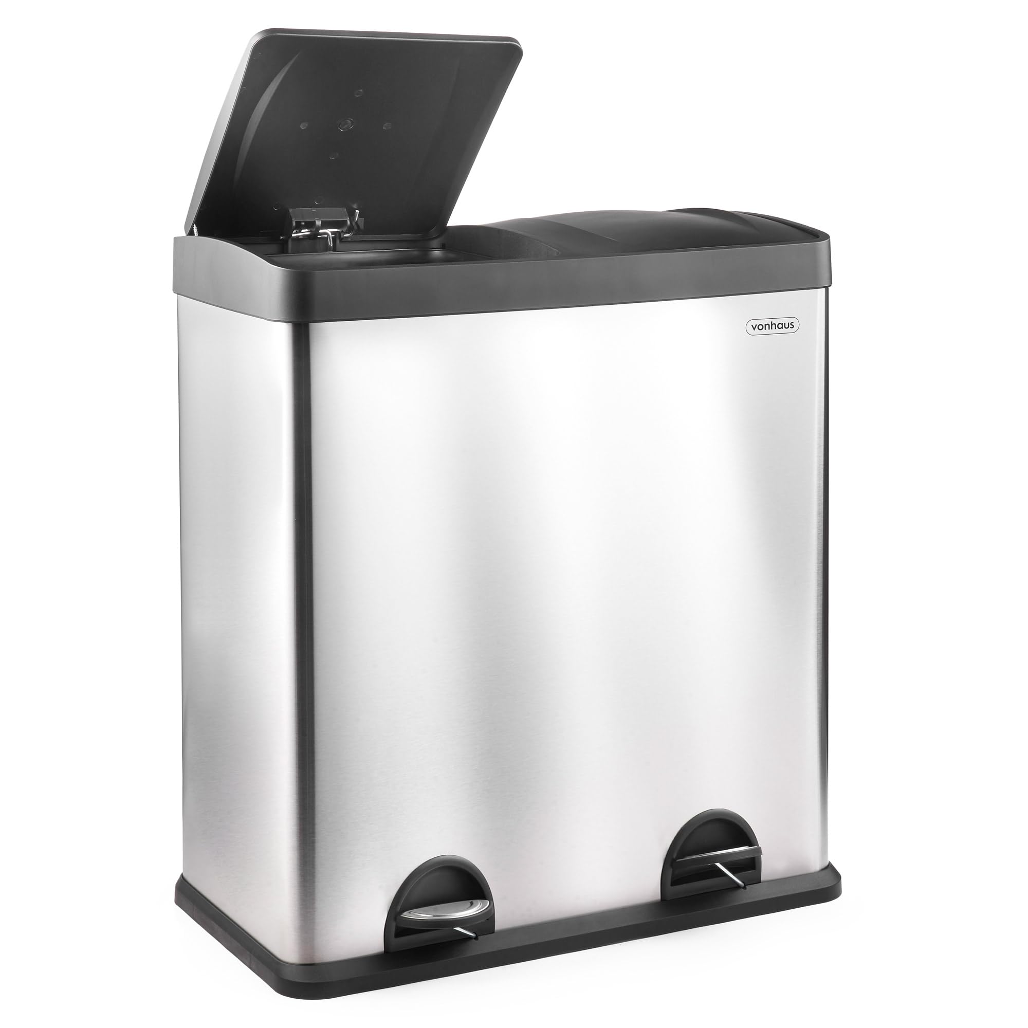 VonHaus pattumiera 2 scomparti inox 60 L a pedale
