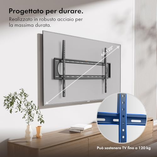 VonHaus Staffa TV Parete 60-120 Pollici 120 Kg Ultra Slim