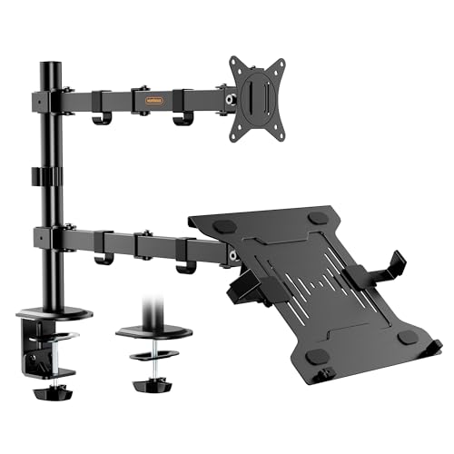 VonHaus Supporto Doppio Monitor e Laptop a Morsetto Nero