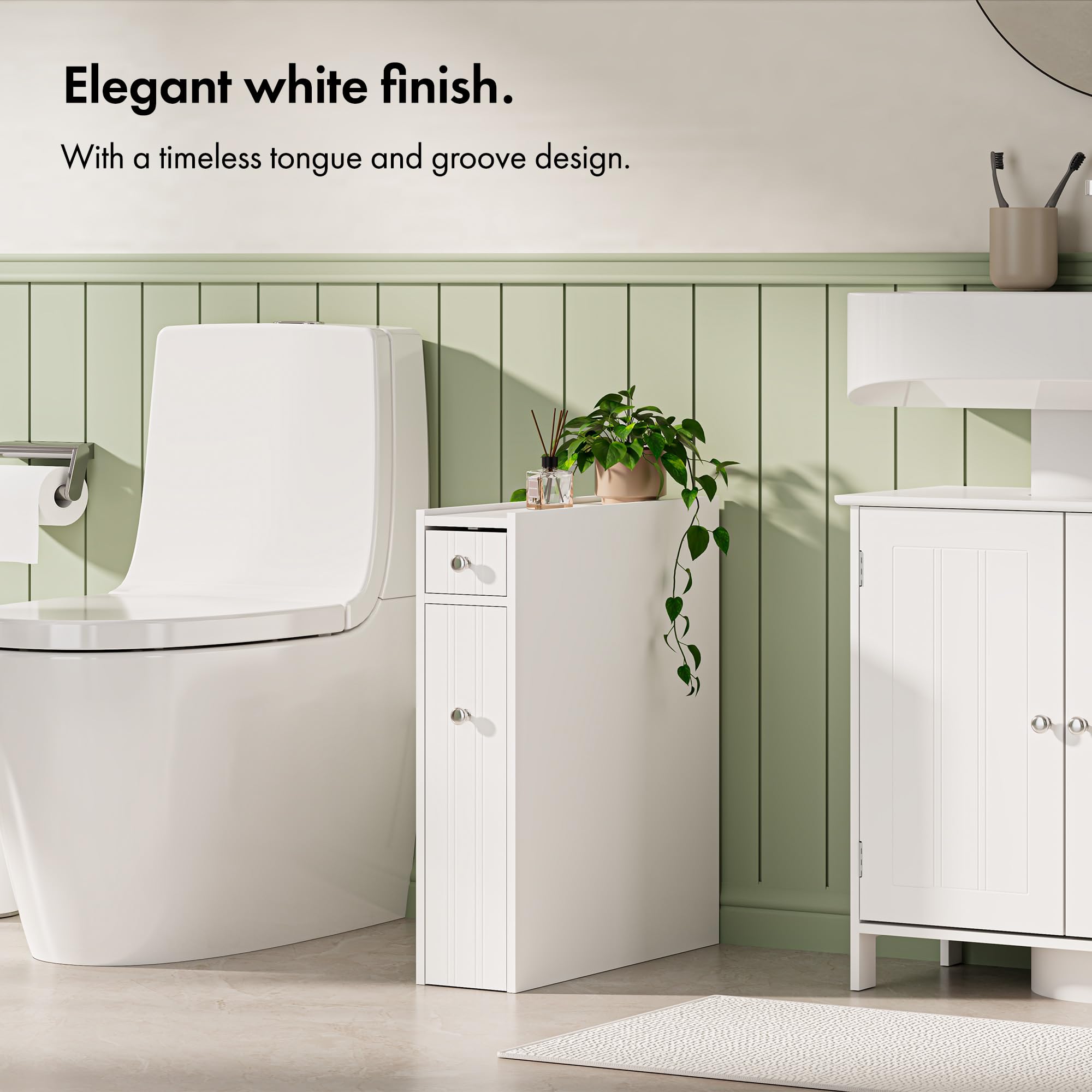 VonHaus Armadietto Bagno Slim Bianco 50x14,2x58 cm