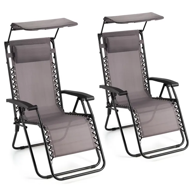 VonHaus Zero Gravity set 2 sdraio con tettuccio grigio