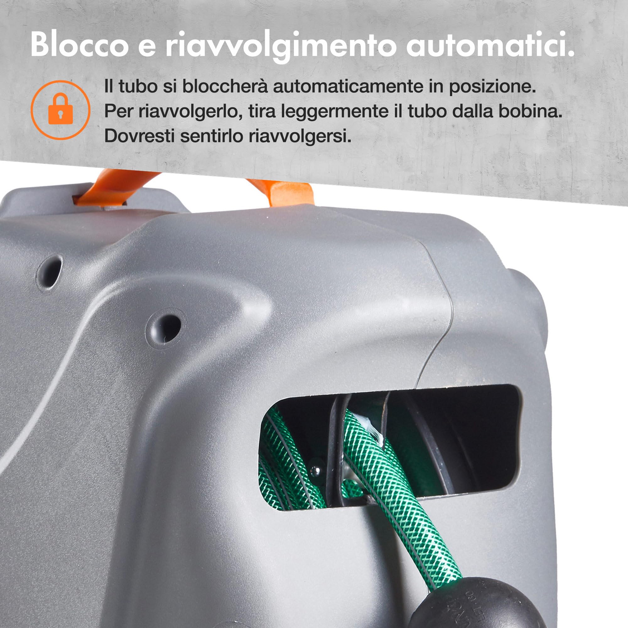 VonHaus avvolgitubo giardino 20 m retrattile 8 getti