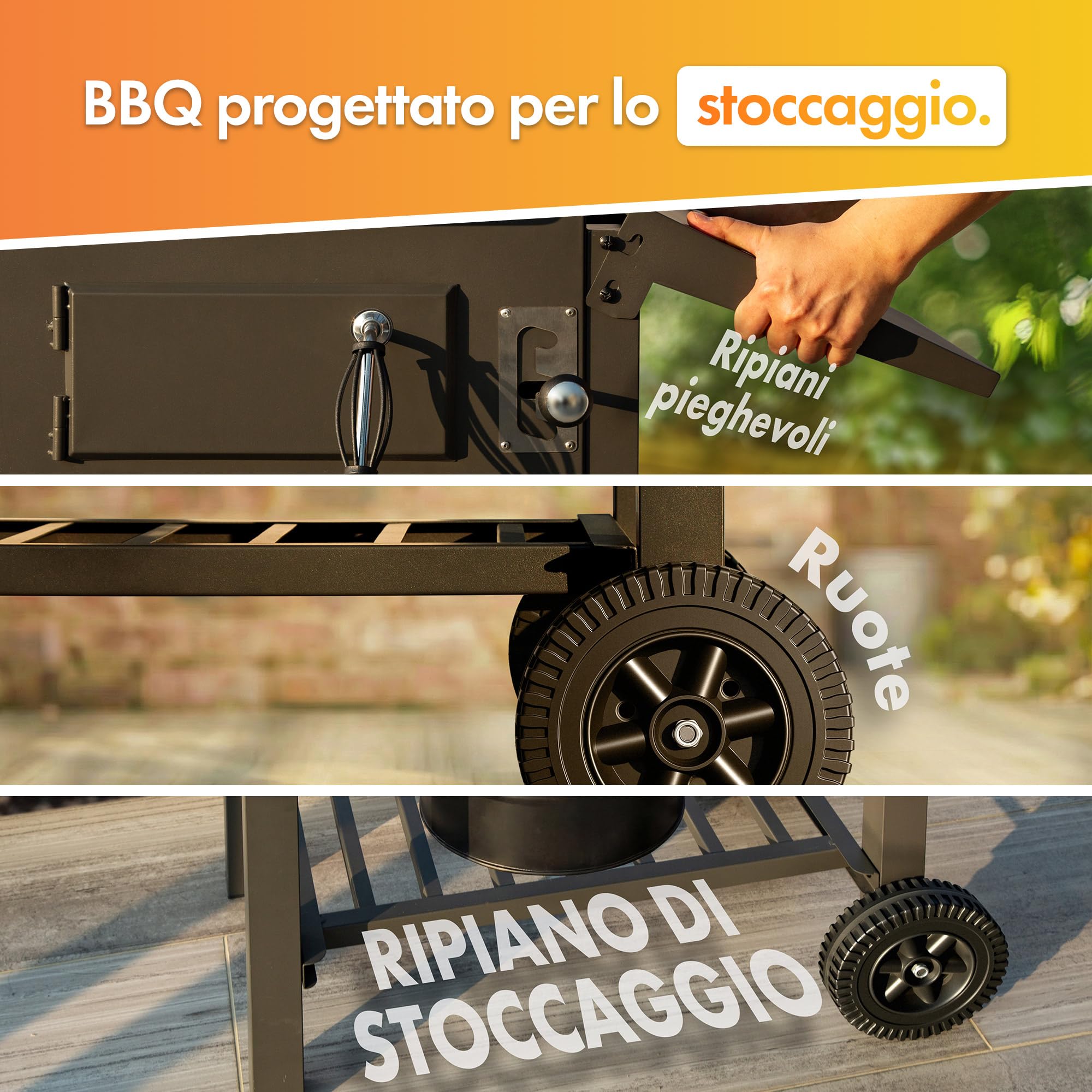 VonHaus Barbecue Carbone con Smoker 43x30,5 cm Termometro