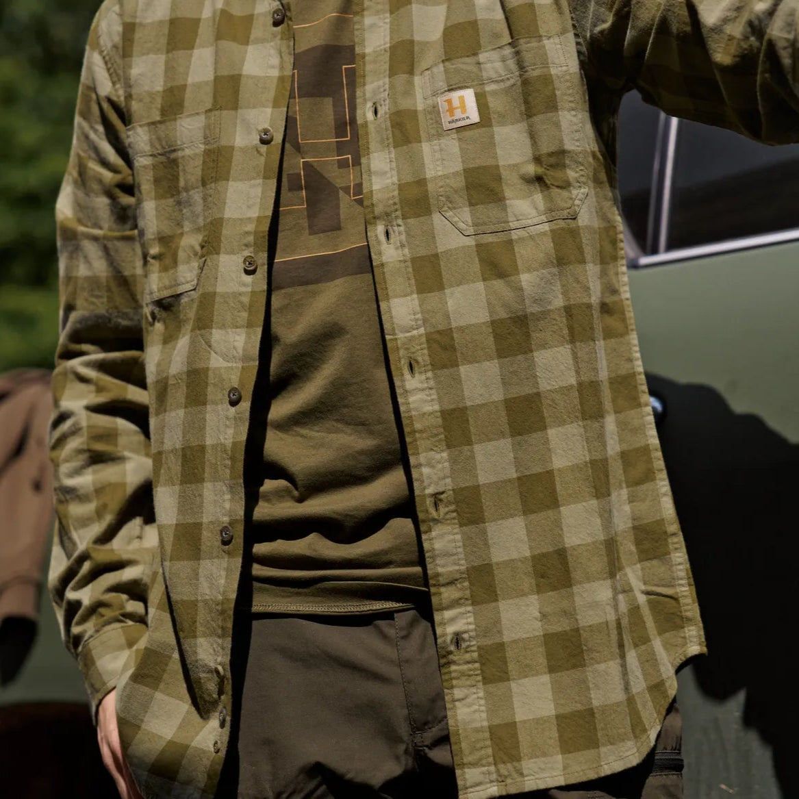 Härkila Skandinavisk L/S camicia caccia Dark Olive Check