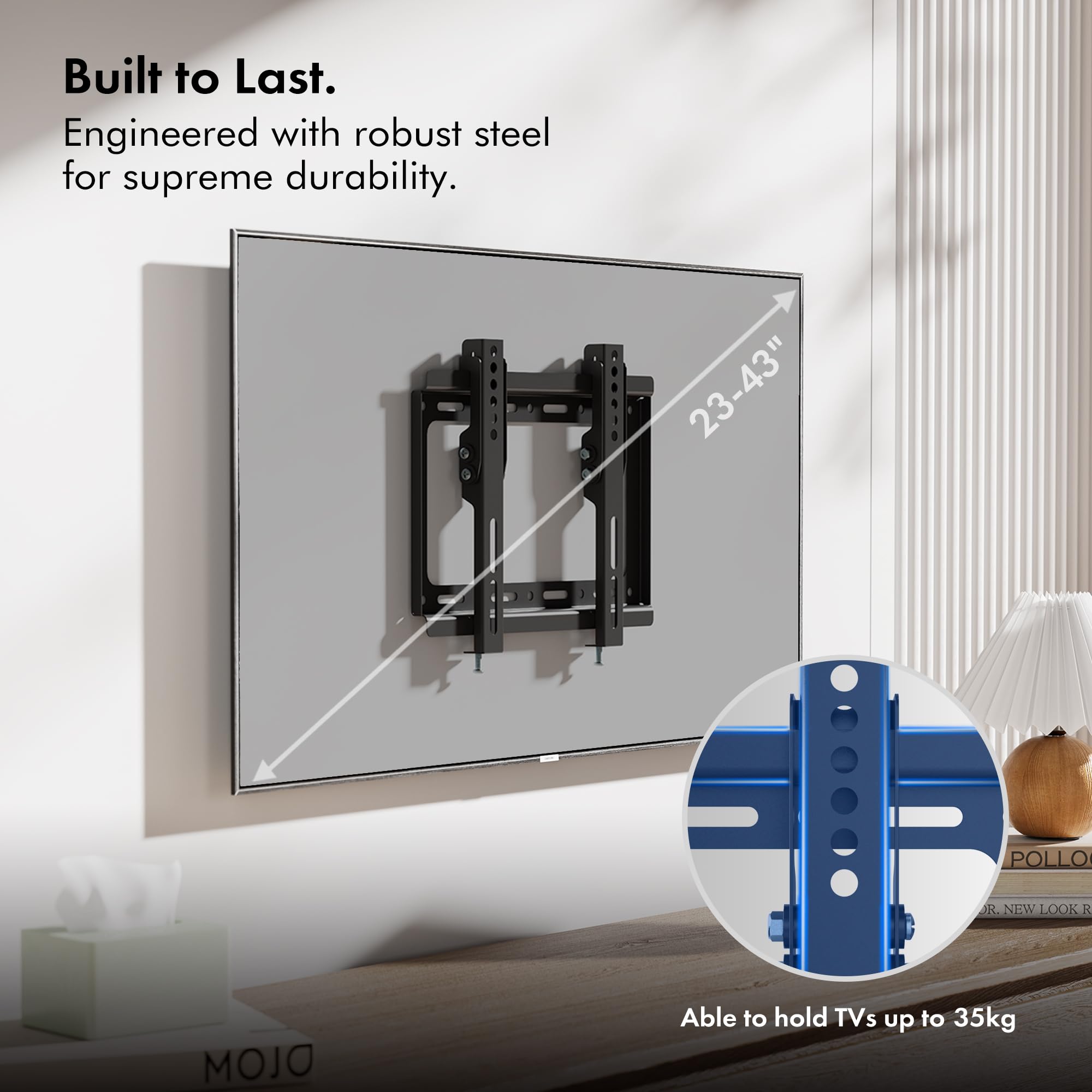 VonHaus Supporto TV a Parete 17-37" Inclinabile Acciaio