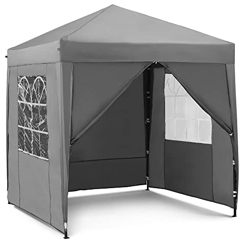 VonHaus Gazebo Pop-Up 2x2 m Impermeabile Grigio con 4 Pareti