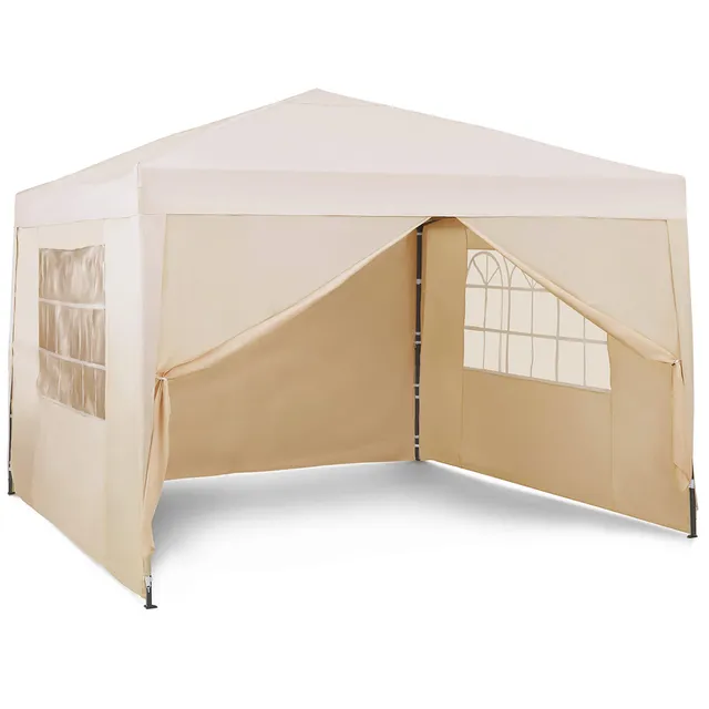 VonHaus Gazebo Pieghevole 3x3 m Crema con 4 Pareti