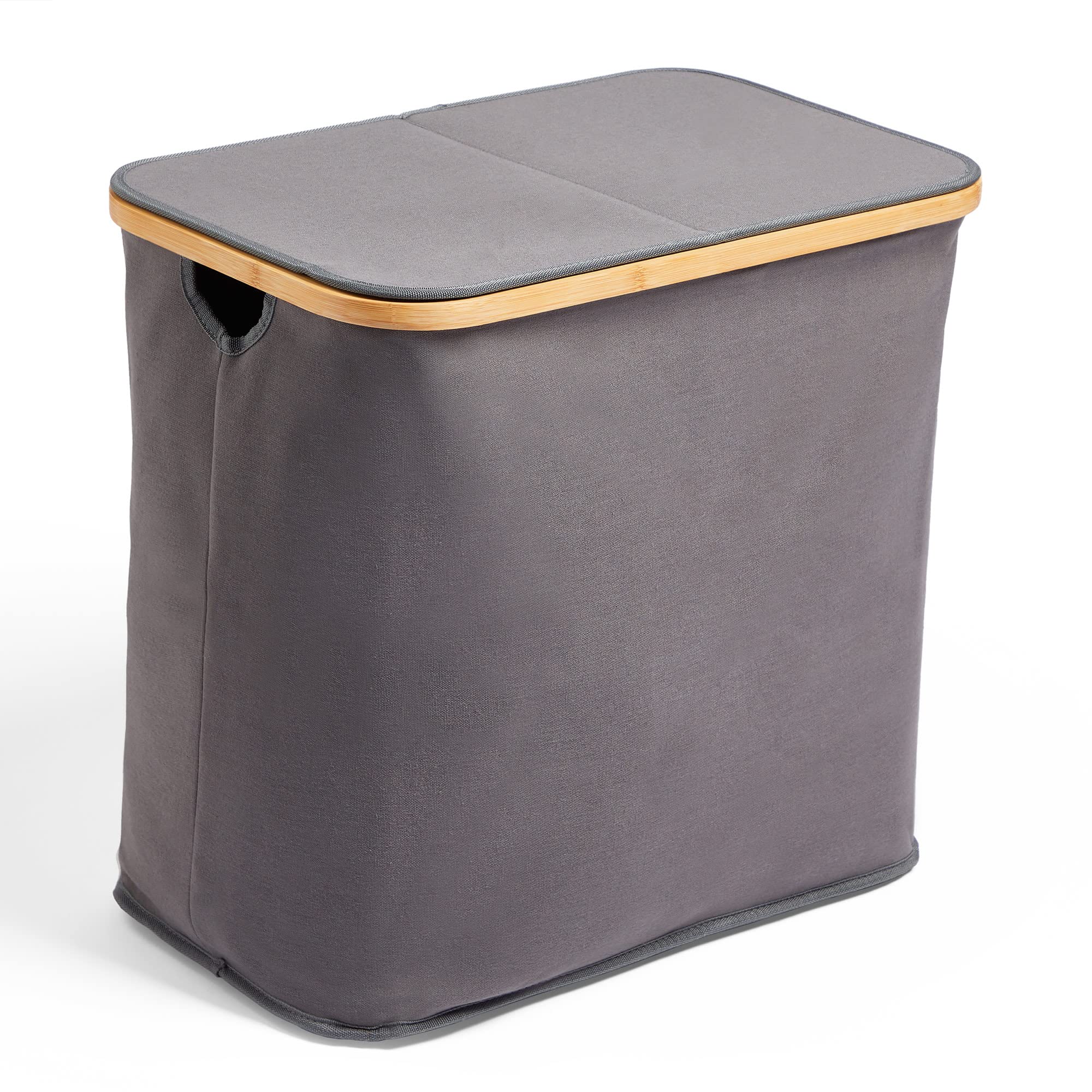 Vonhaus Cesto Portabiancheria 2 Scomparti Grigio 50x53x33