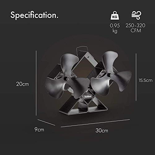 Vonhaus Ventilatore Stufa Doppio 6 Pale 250-320 CFM Nero