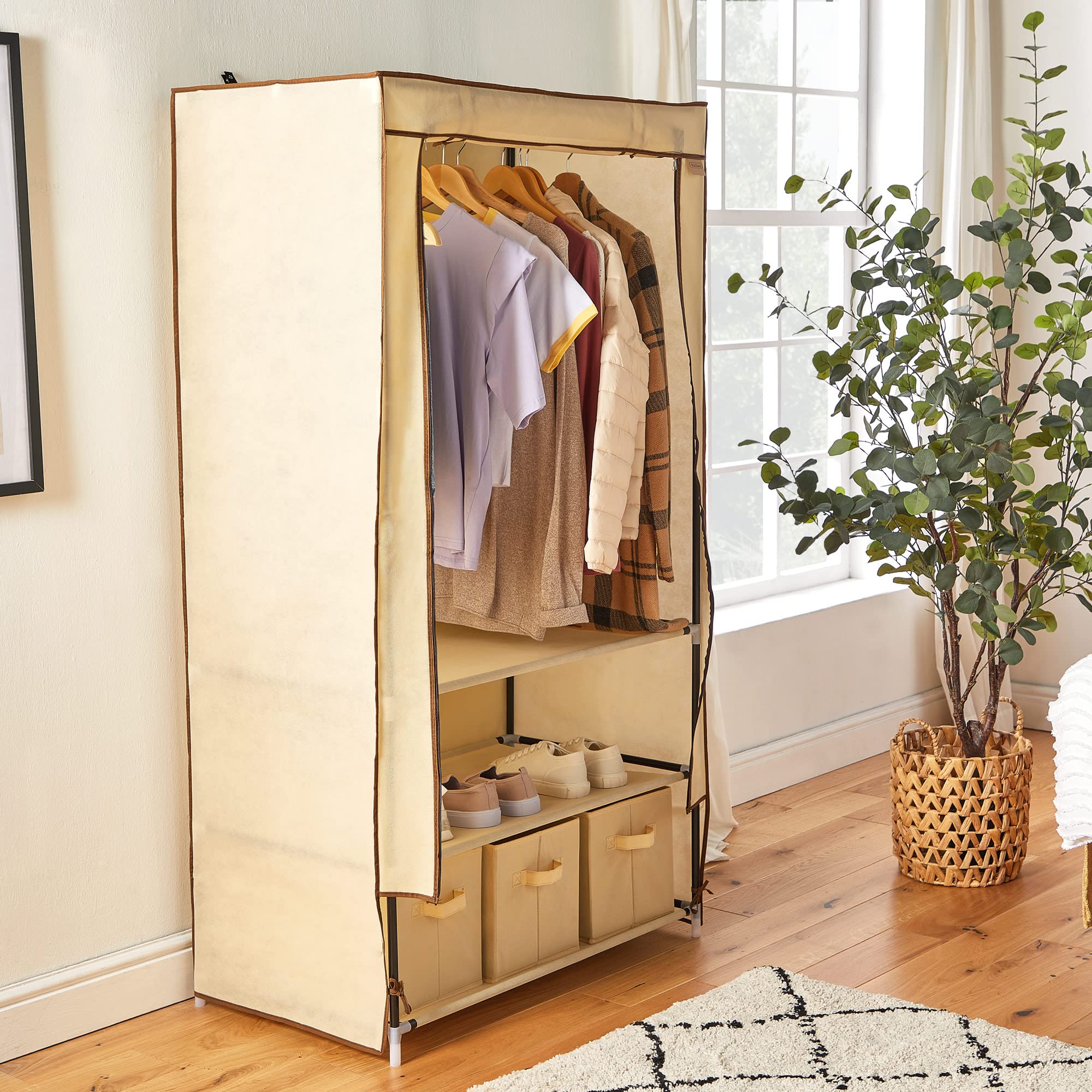 VonHaus Doppia Tela armadio in tela beige 3 cassetti