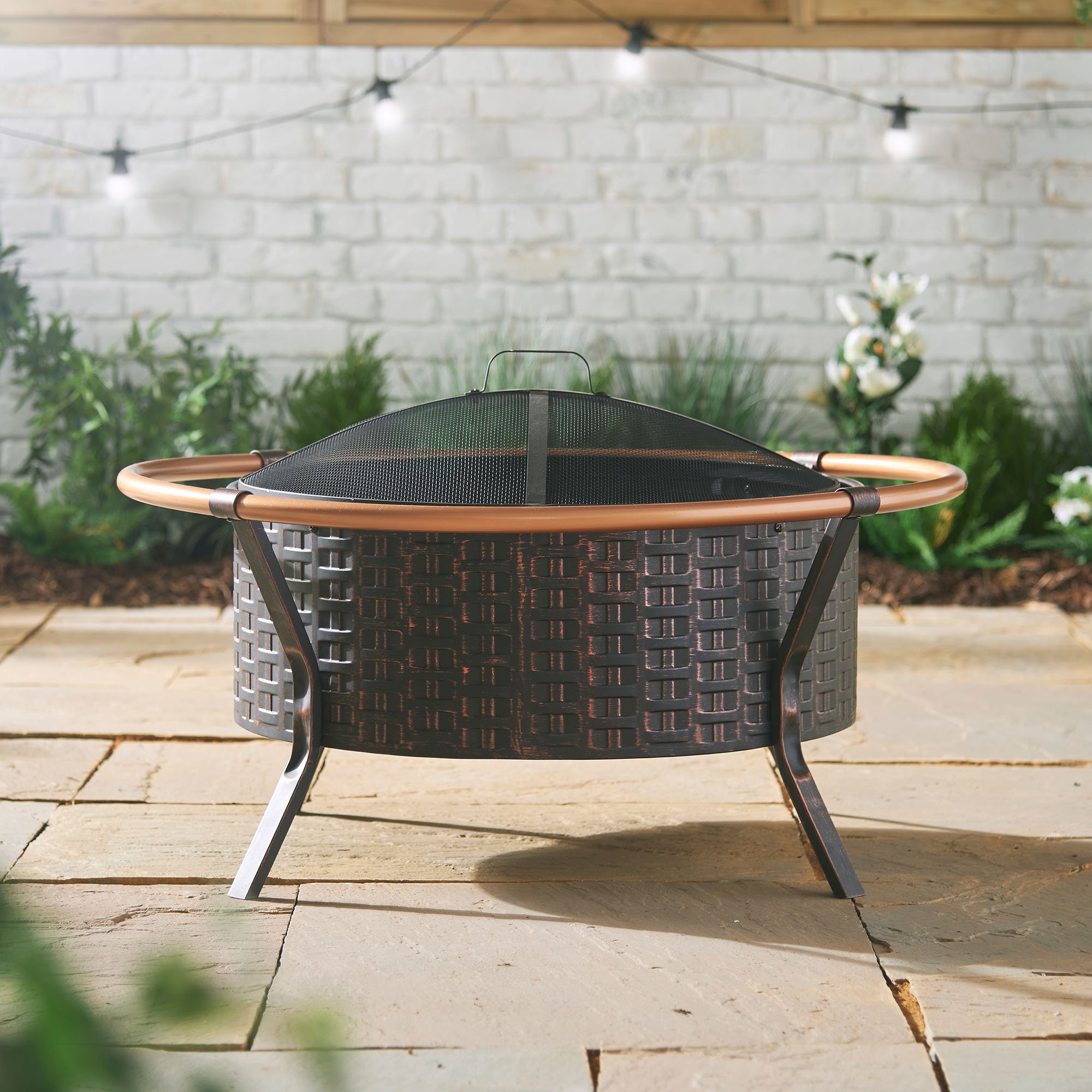VonHaus Braciere Rame Giardino 66,5cm con Griglia