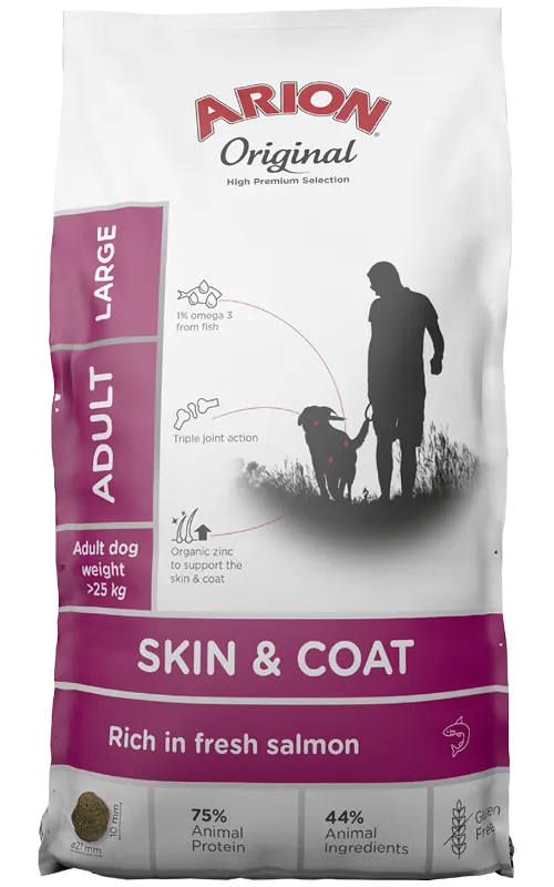 Arion Original Skin Coat L crocchette salmone riso 12 kg