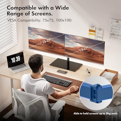 VonHaus Supporto scrivania doppio monitor 13-27 vetro
