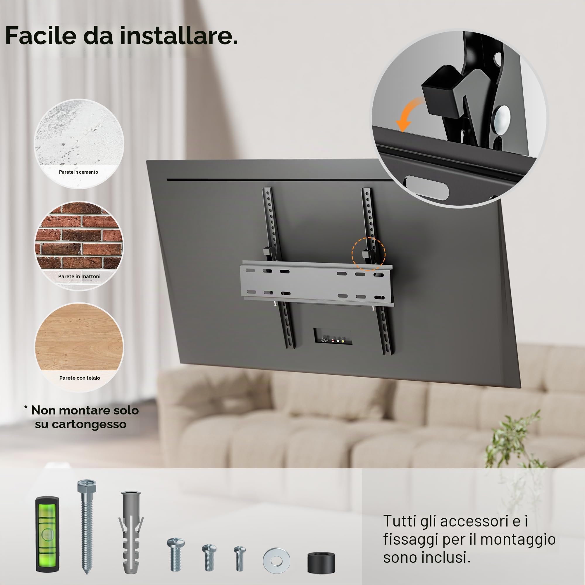 VonHaus 26-60 staffa TV parete inclinabile 45 kg