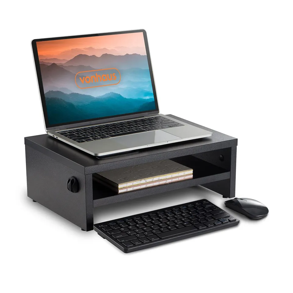 VonHaus supporto monitor scrivania nero 10 kg salvaspazio