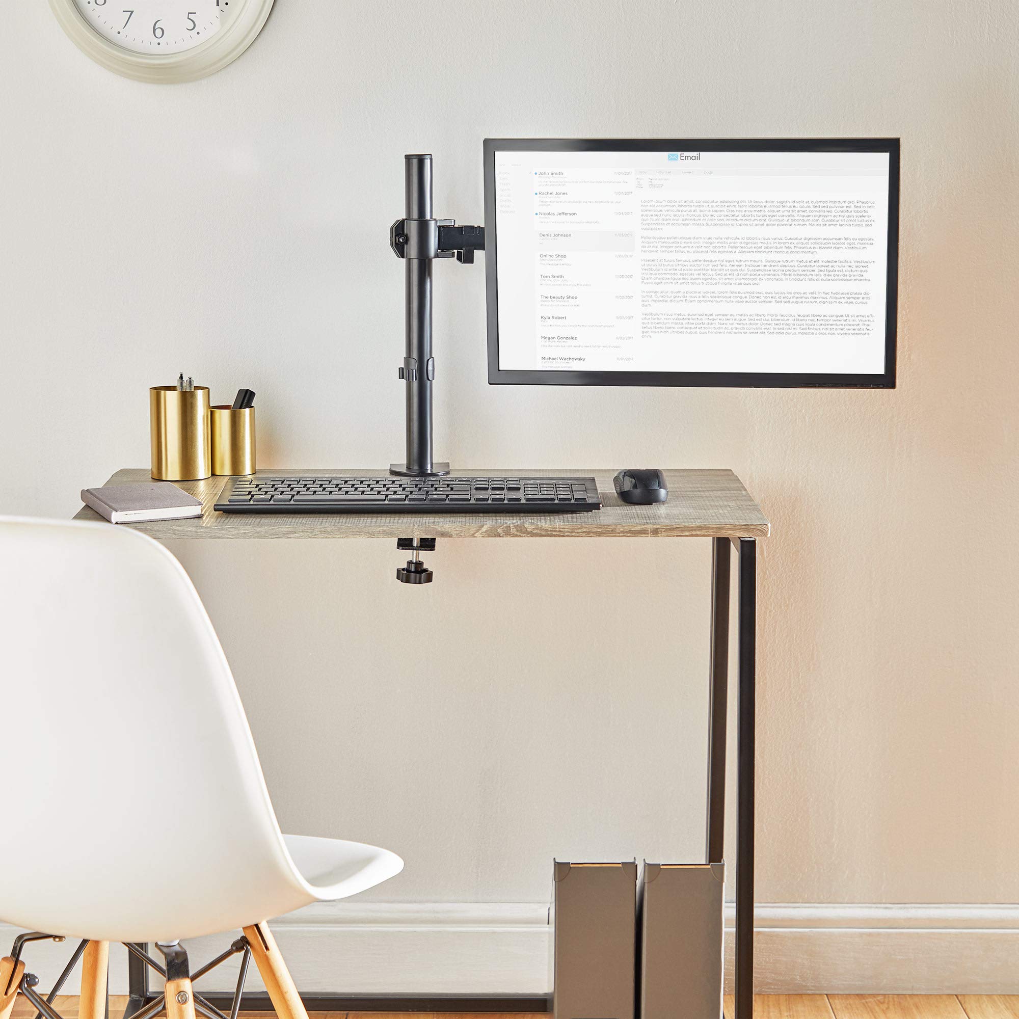 VonHaus Braccio Monitor Singolo a Morsetto VESA Nero