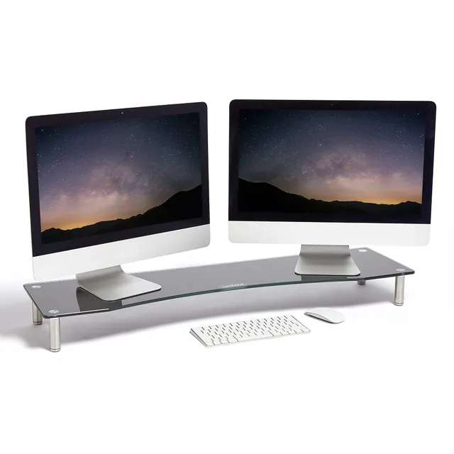 VonHaus XL supporto monitor vetro 100x26 cm doppio