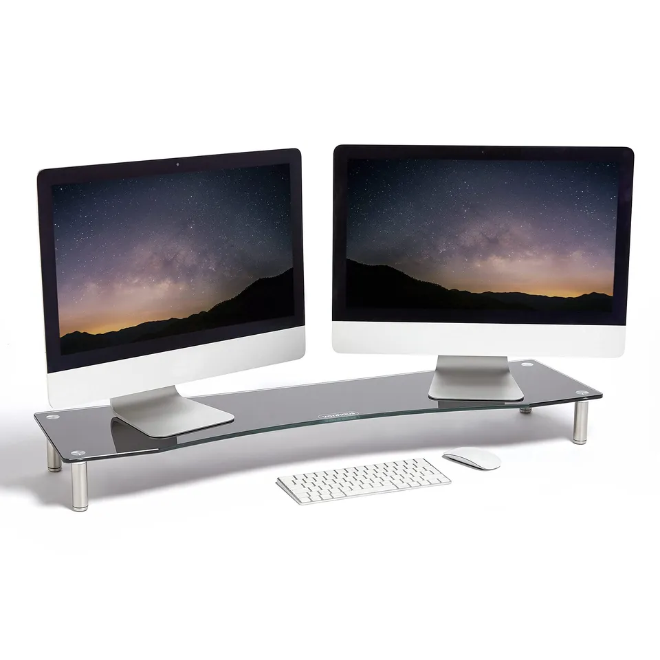 VonHaus XL supporto monitor vetro 100x26 cm doppio