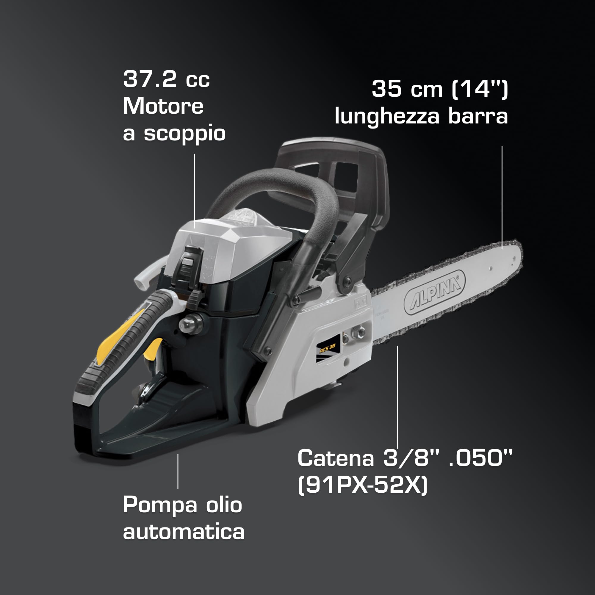Alpina ACS 38 Motosega a Miscela 35 cm 37,2 cc Easy Start