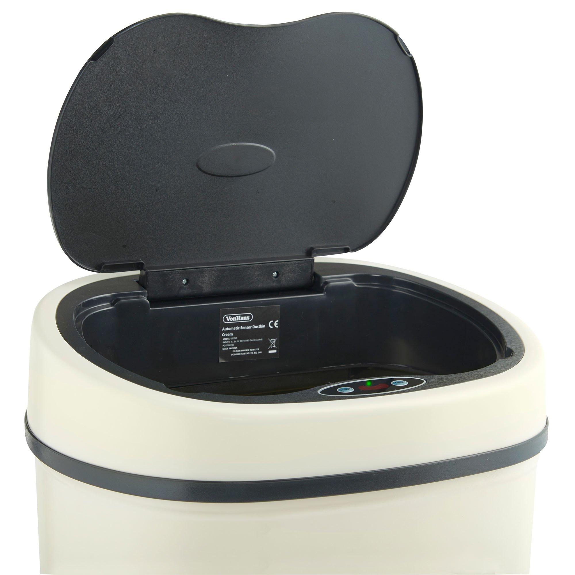 Vonhaus Pattumiera Automatica 50 Litri Crema Acciaio Inox