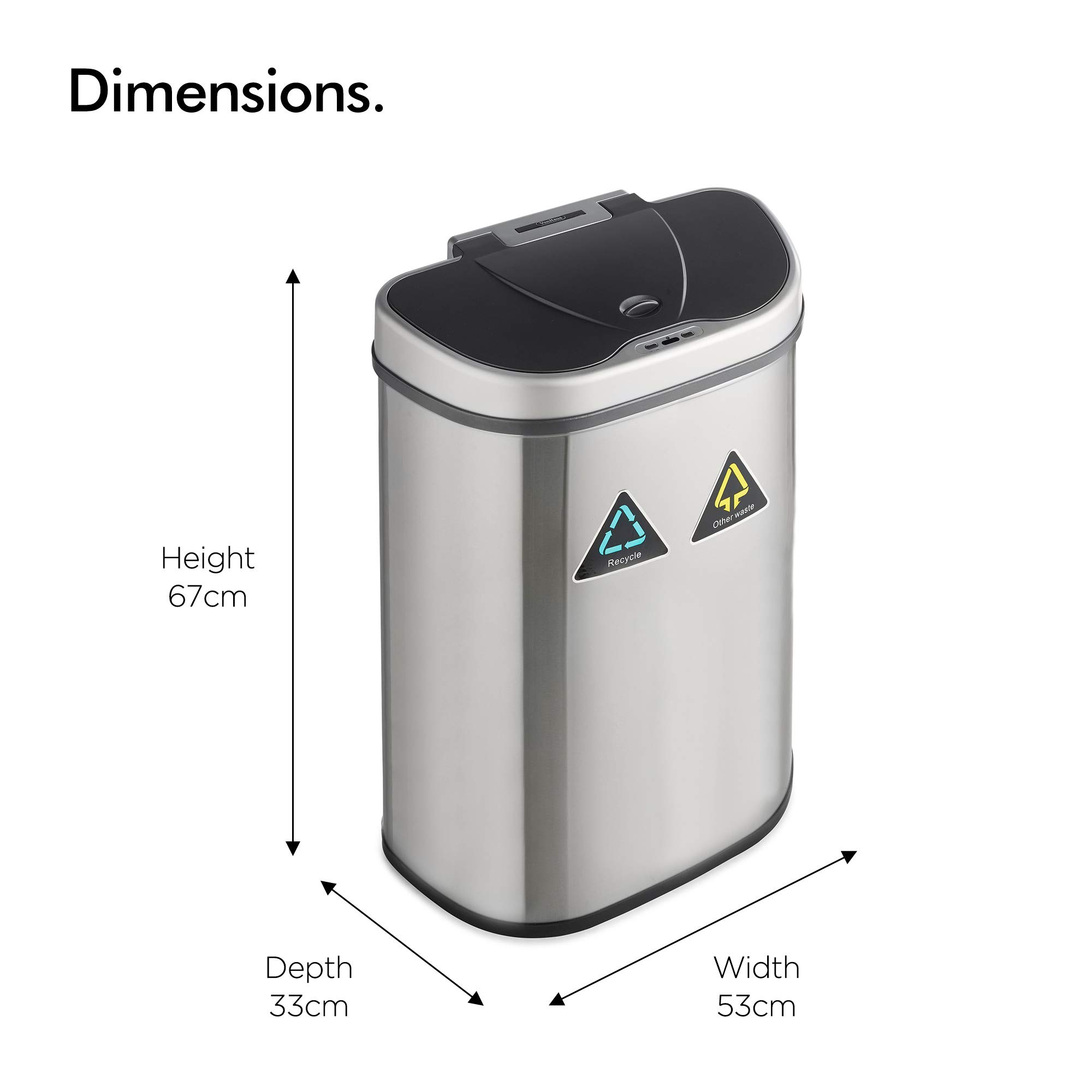 VonHaus bidone sensore 70L inox 2 scomparti automatico