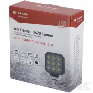 Faretto lavoro LED 27W 3420 lumen quadrato bianco 10-30V