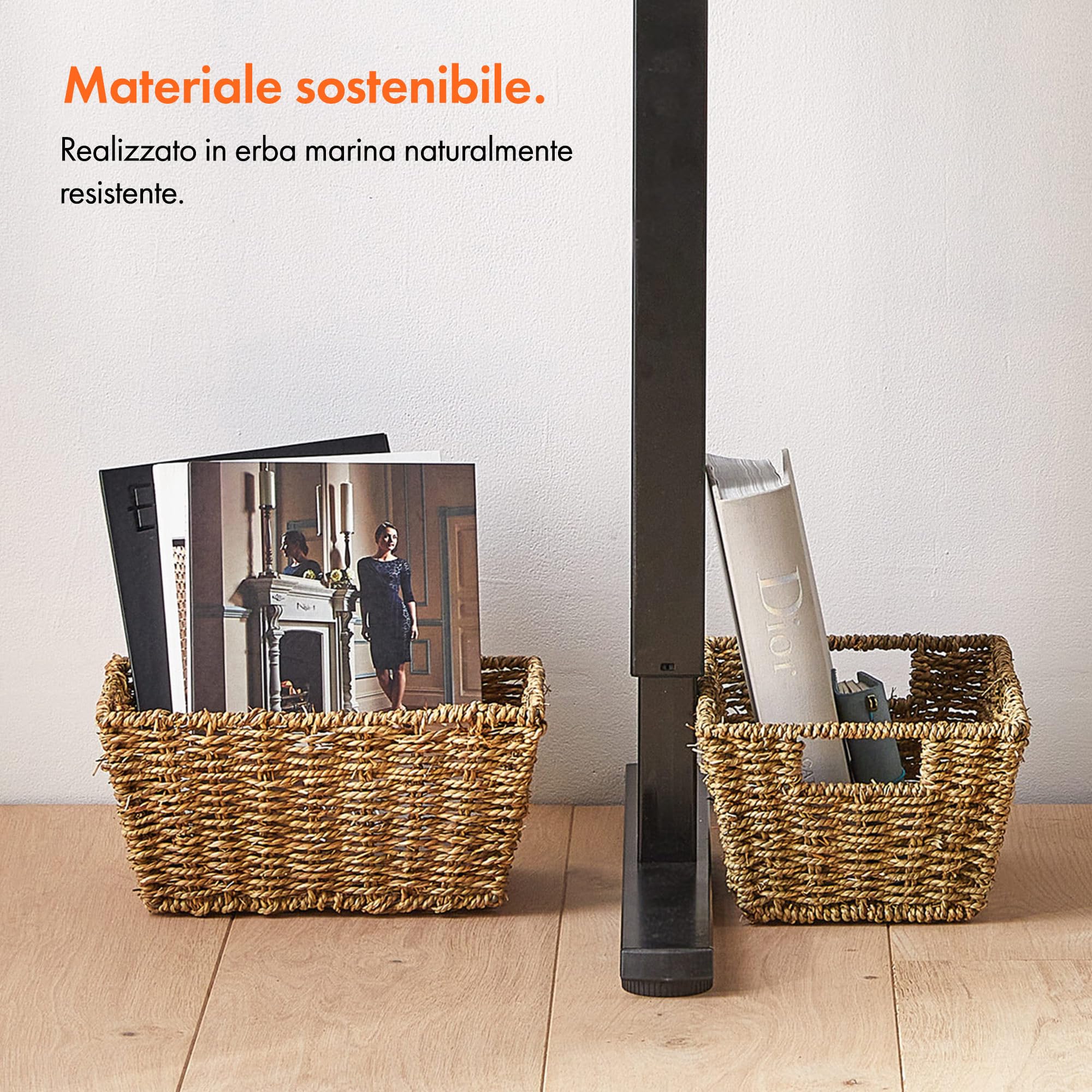 VonHaus Set 4 Cesti Seagrass Intrecciati con Manici