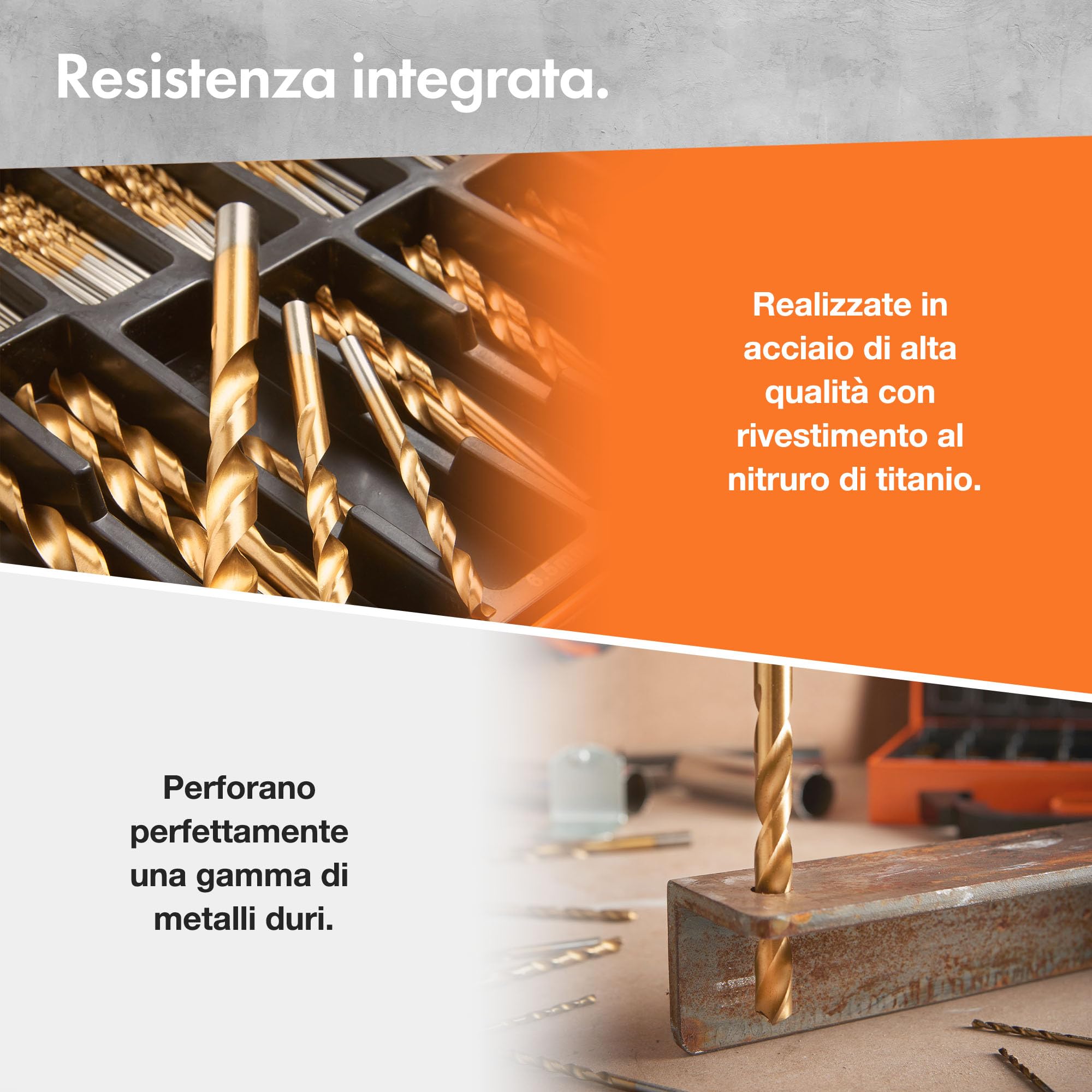 VonHaus HSS Set 99 Punte Trapano Titanio 1,5-10 mm Multimateriale