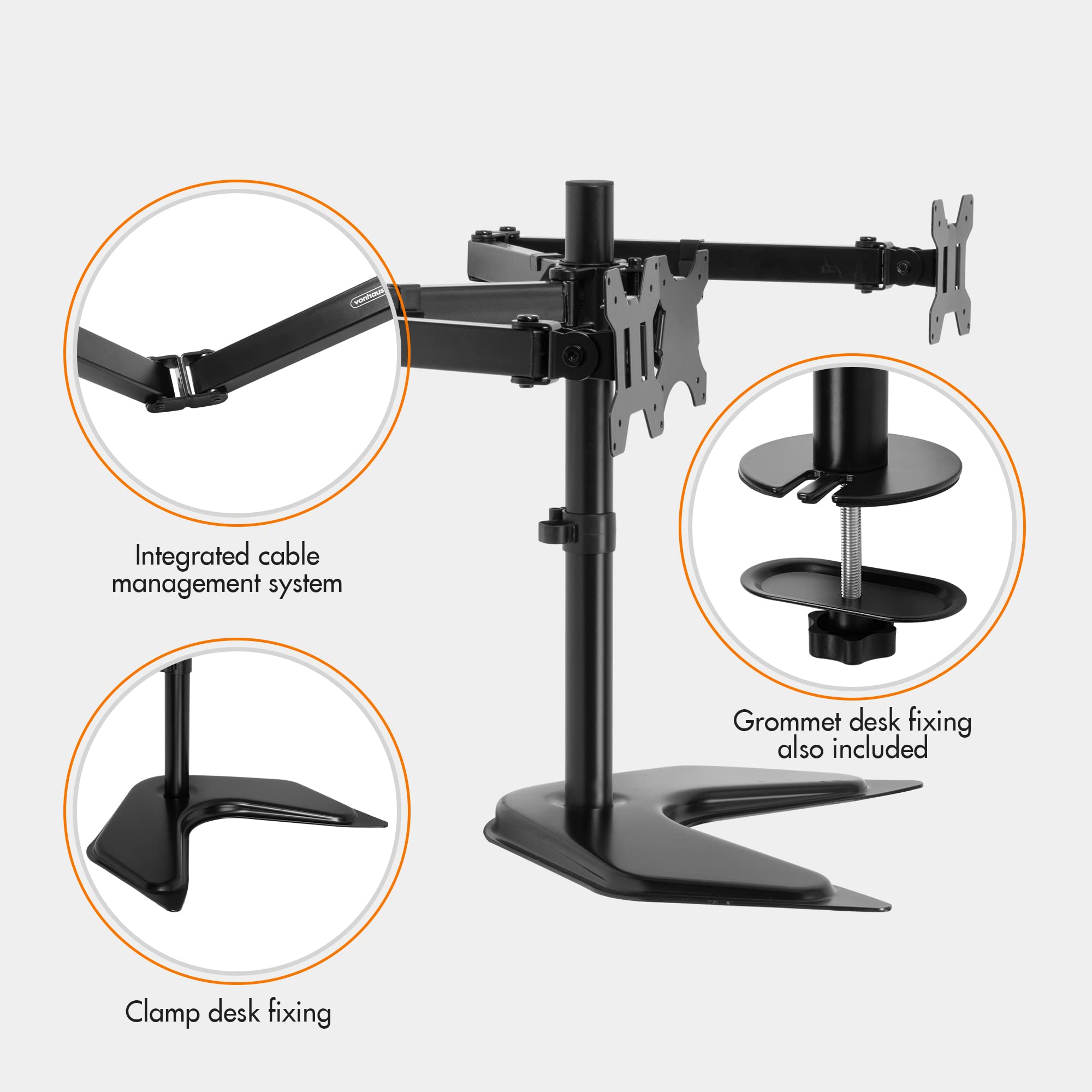 VonHaus supporto triplo 3 monitor 13-27 pollici VESA