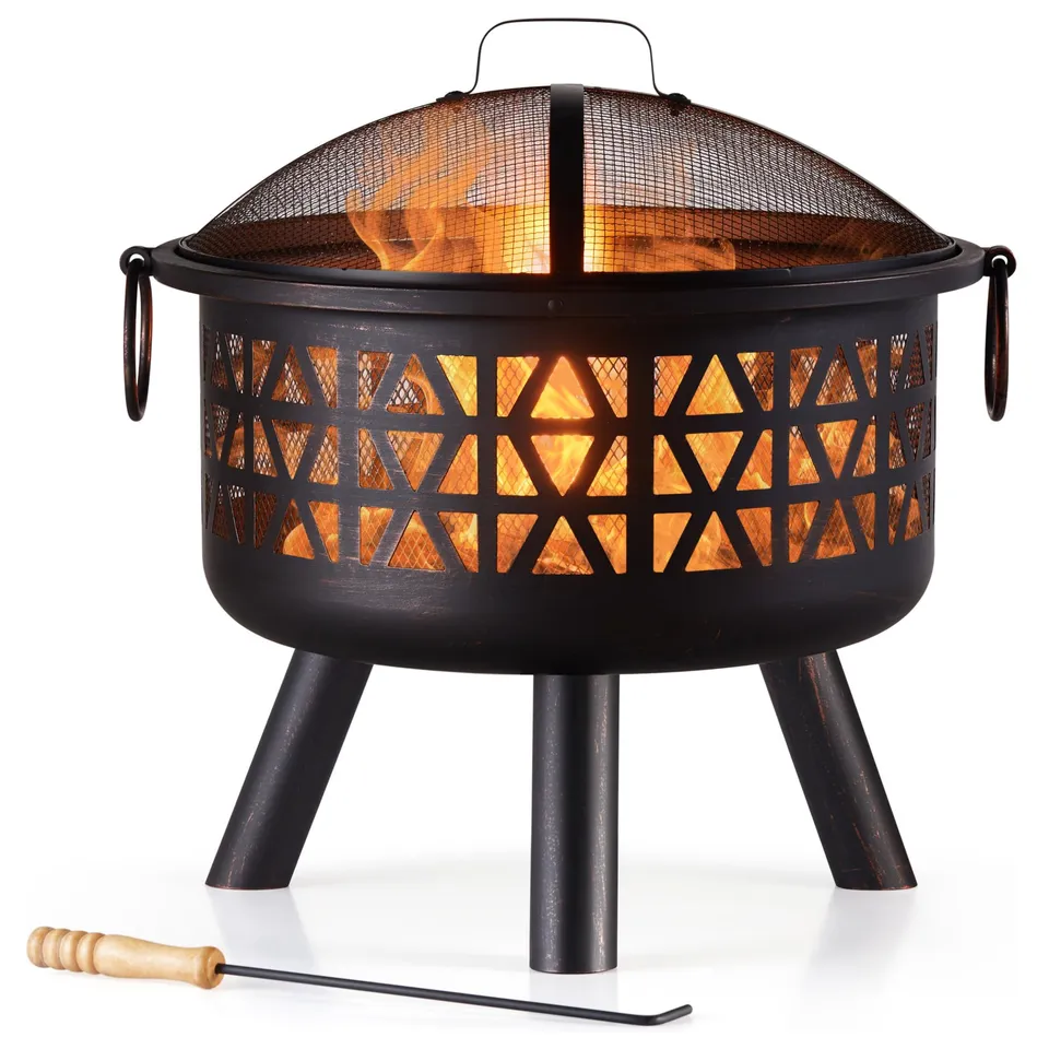 VonHaus Braciere geometrico bronzo 54,5 cm legna carbone