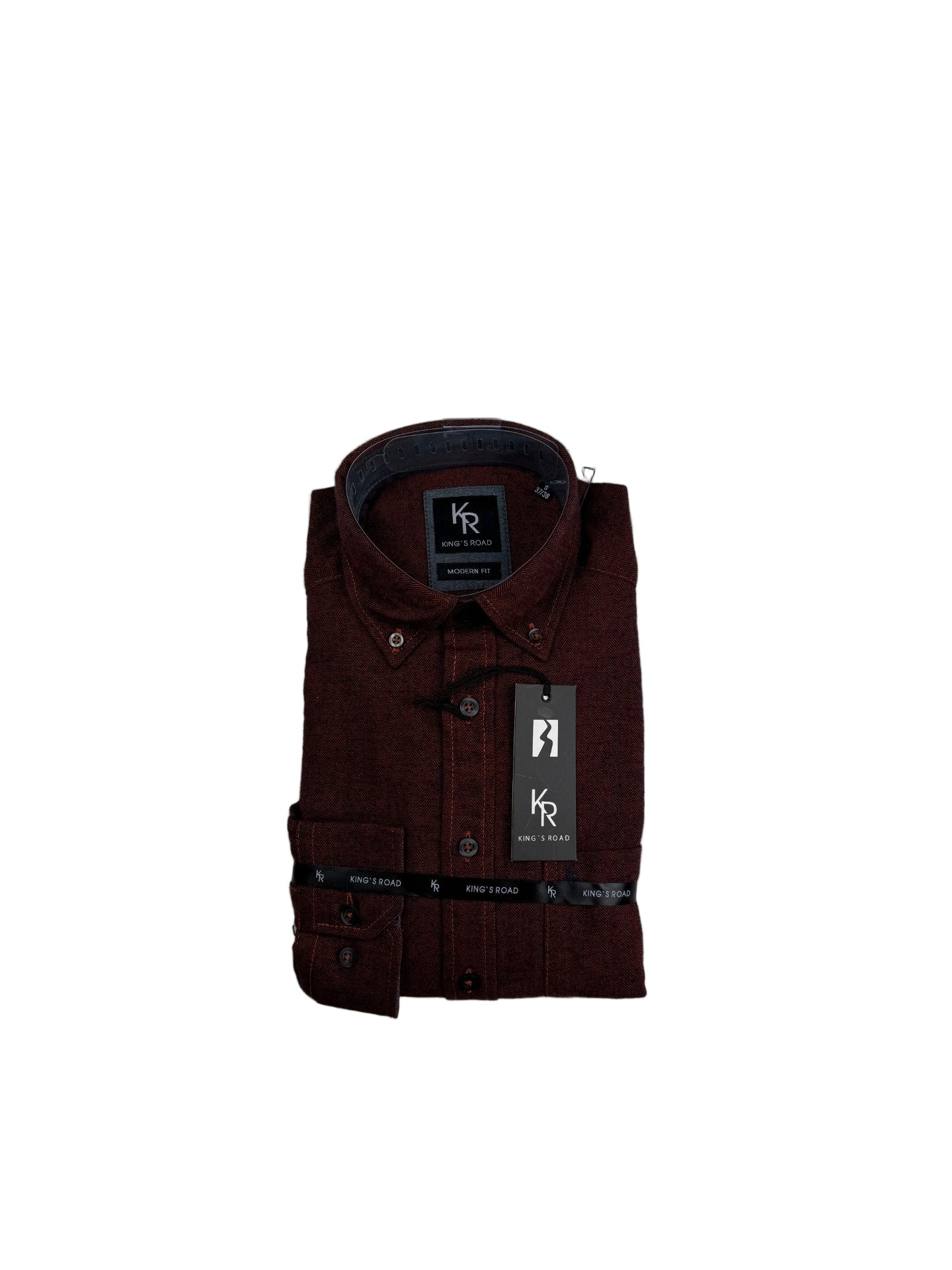 King’s Road Major camicia uomo cotone spina di pesce rossa