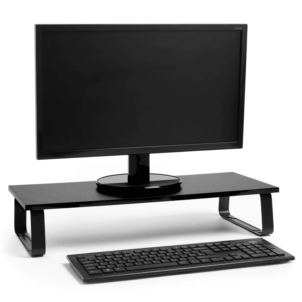 VonHaus Rialzo Monitor Scrivania Acciaio Nero