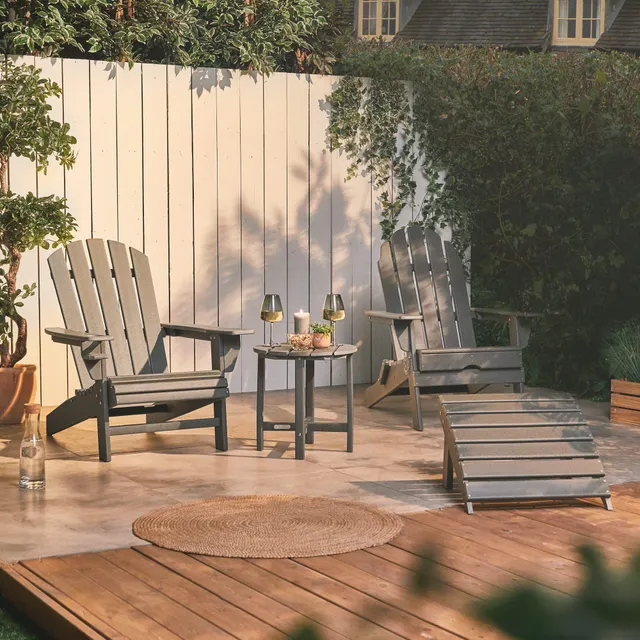 VonHaus Adirondack Set 2 Sedie Pieghevoli Grigio Plastica Riciclata