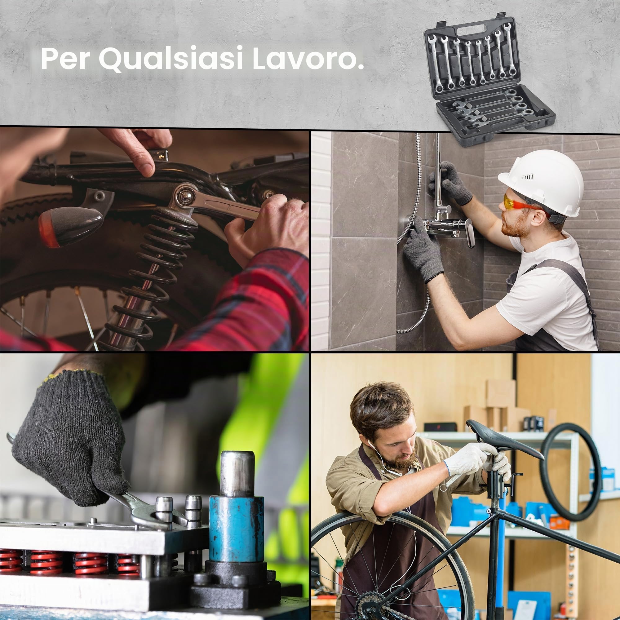 VonHaus Set Chiavi Combinate 12 Pezzi 6-17 mm con Valigetta