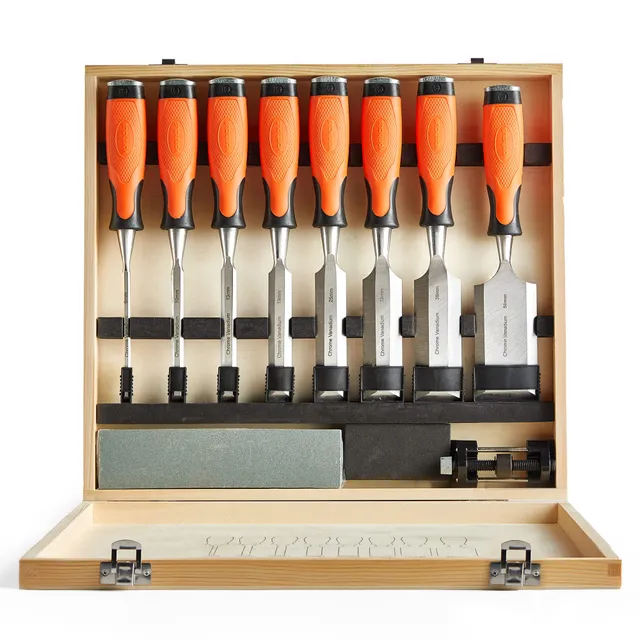 VonHaus Set Scalpelli Legno 10 Pezzi con Pietra Acciaio Cv