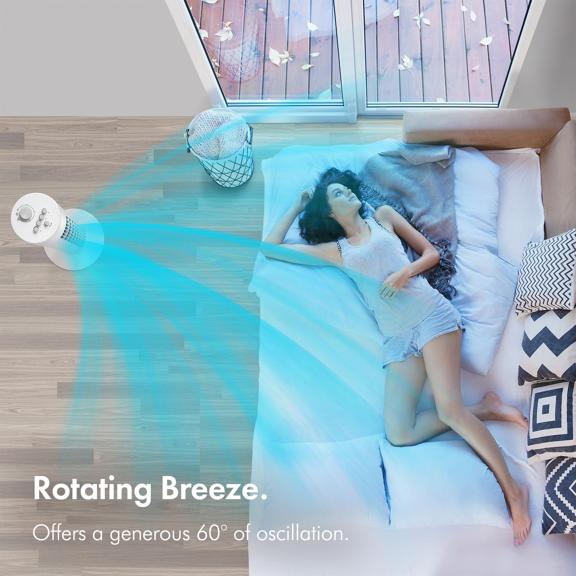 VonHaus Ventilatore a Torre 31 Pollici Nero 3 Velocità