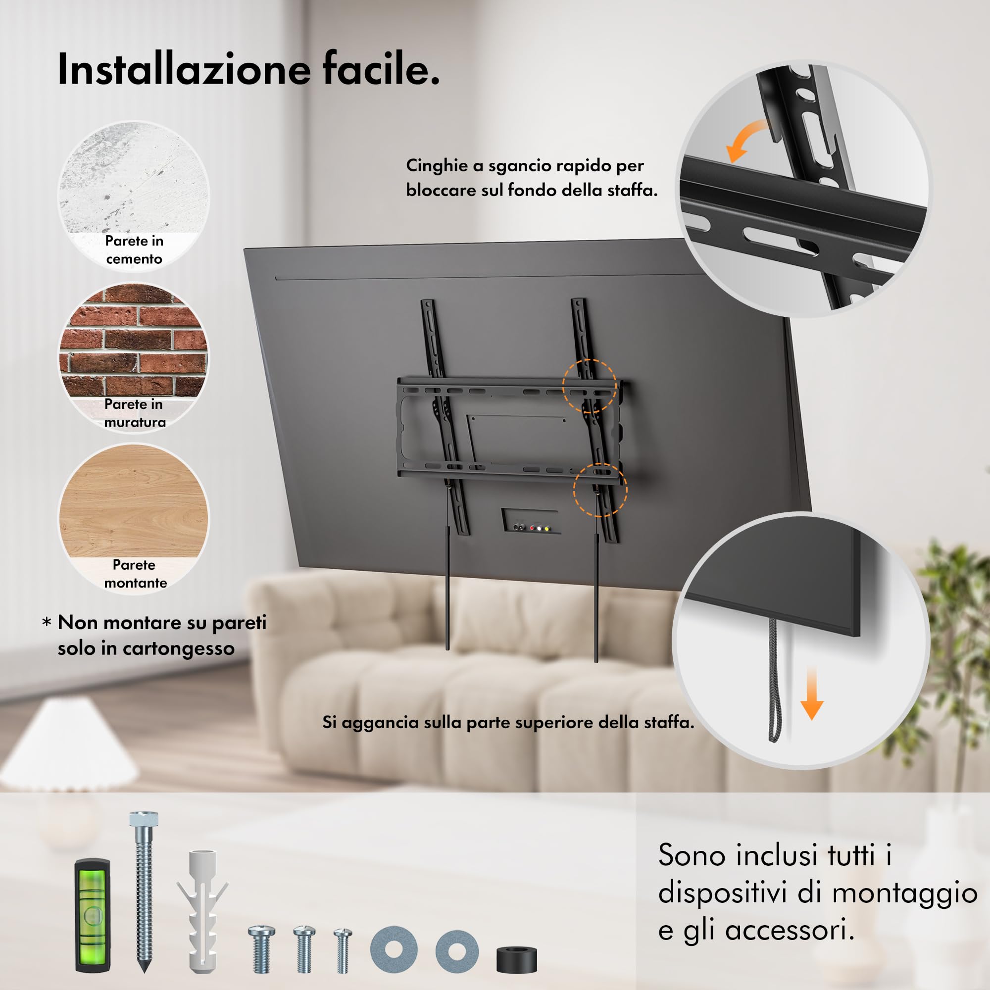 VonHaus 32-75 supporto TV parete sottile 55 kg