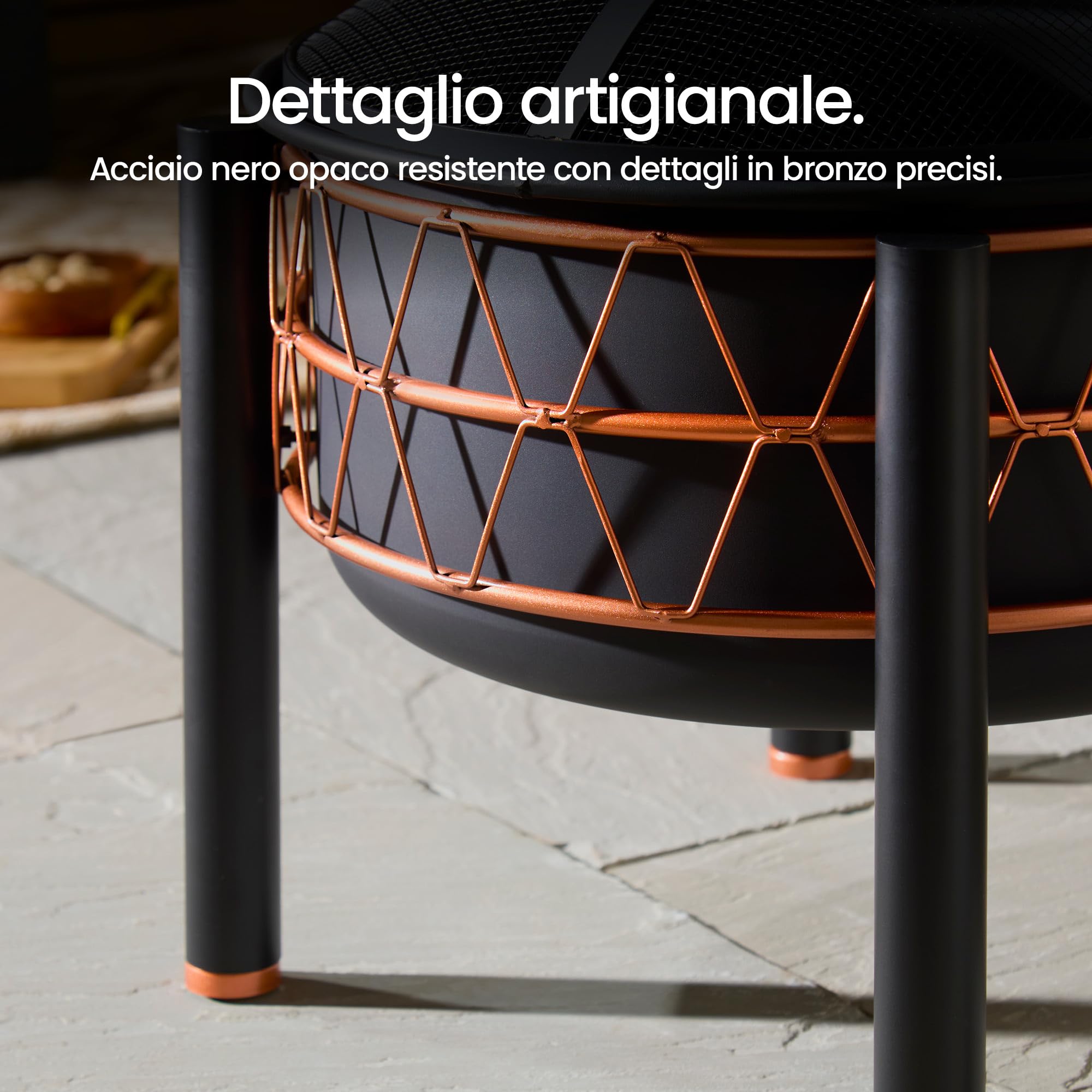 VonHaus Braciere BBQ 2 in 1 acciaio nero rame 54 cm