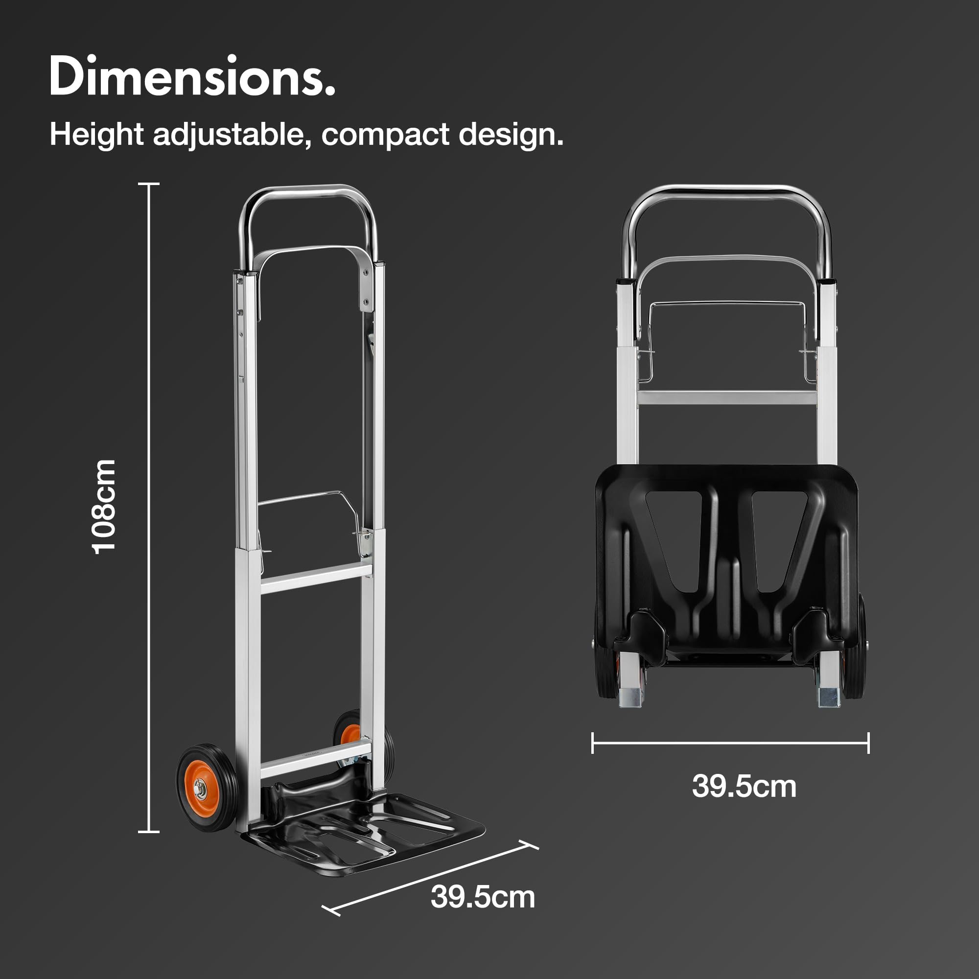 VonHaus carrello manuale pieghevole alluminio 90 kg