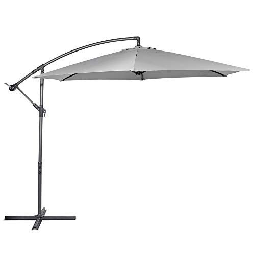 VonHaus Banana Ombrellone Sospeso da Giardino 3 m Grigio