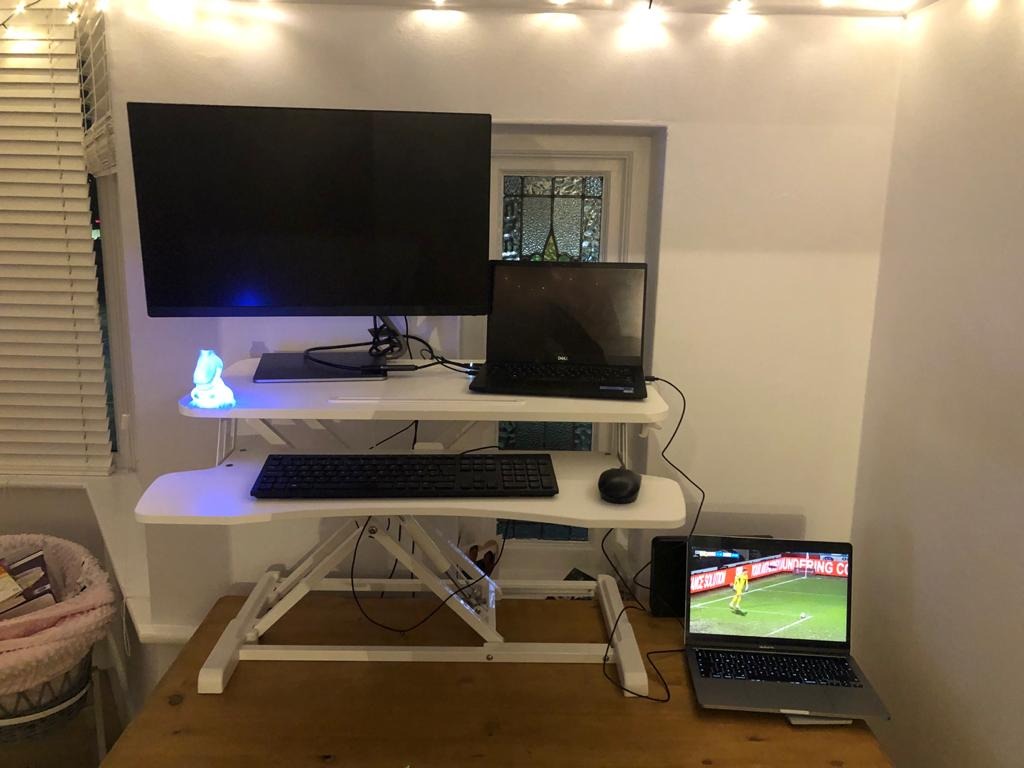 Vonhaus Sit-Stand postazione lavoro bianca a gas 2 ripiani